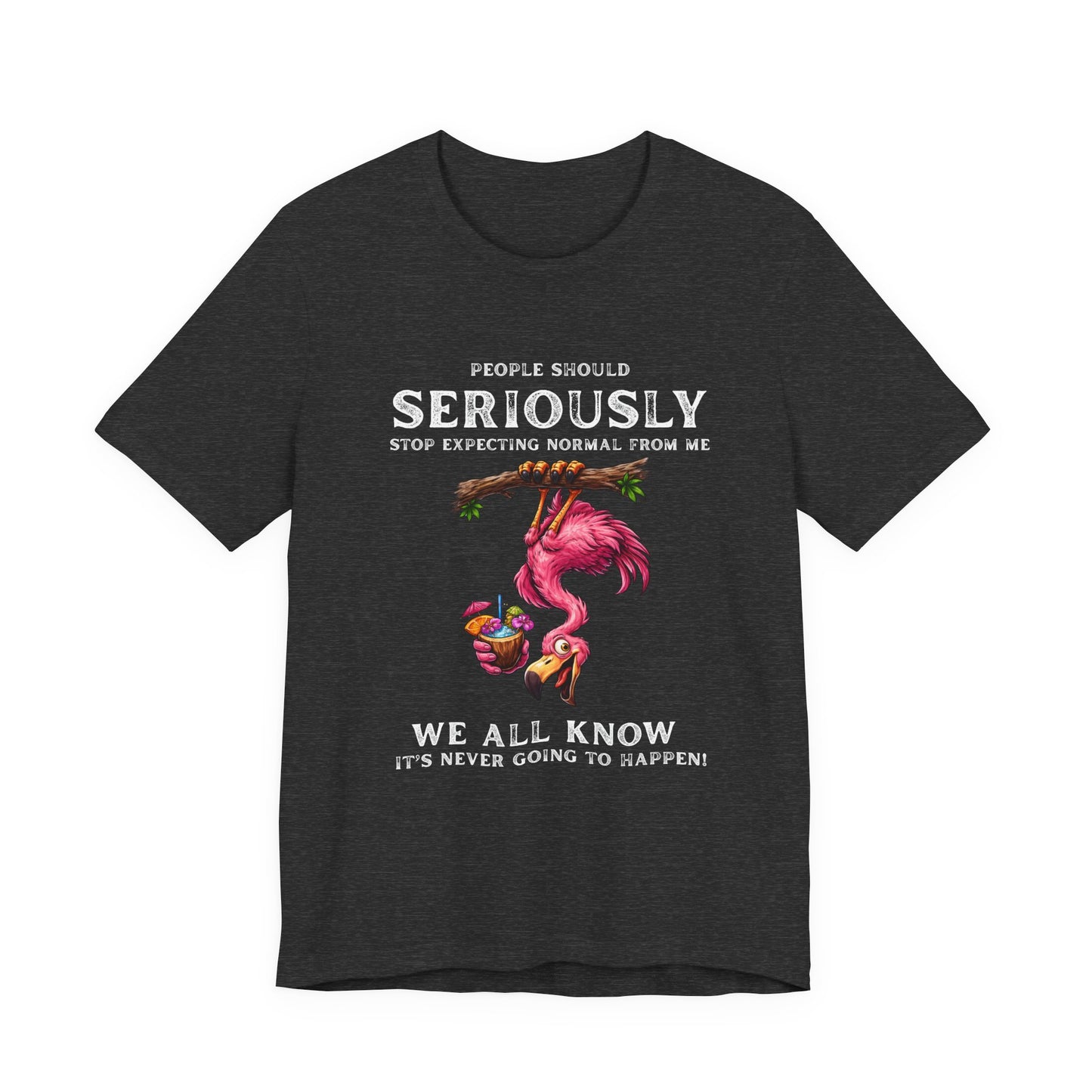 Flamingo Humor Unisex T-Shirt - Stop Expecting Normal Funny Graphic Shirt