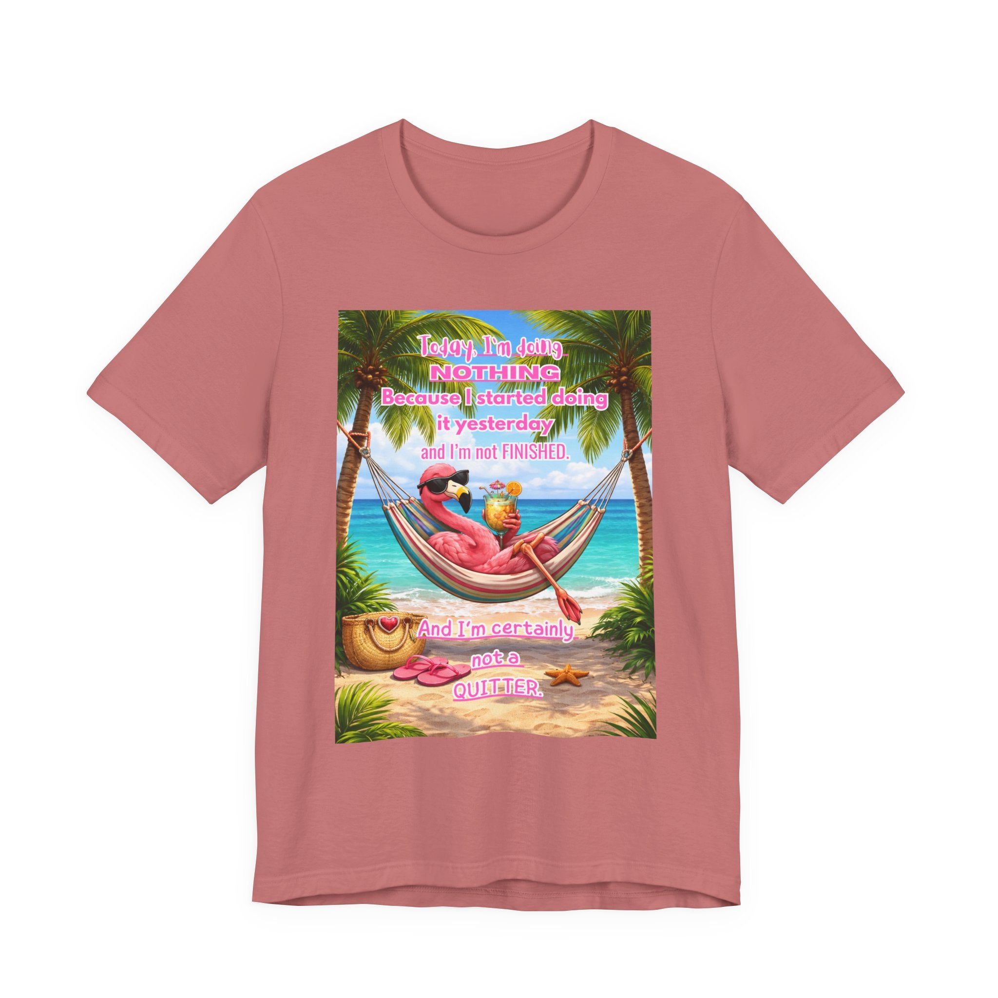 Relaxing Flamingo Hammock T-Shirt – Funny Lazy Day Unisex Tee