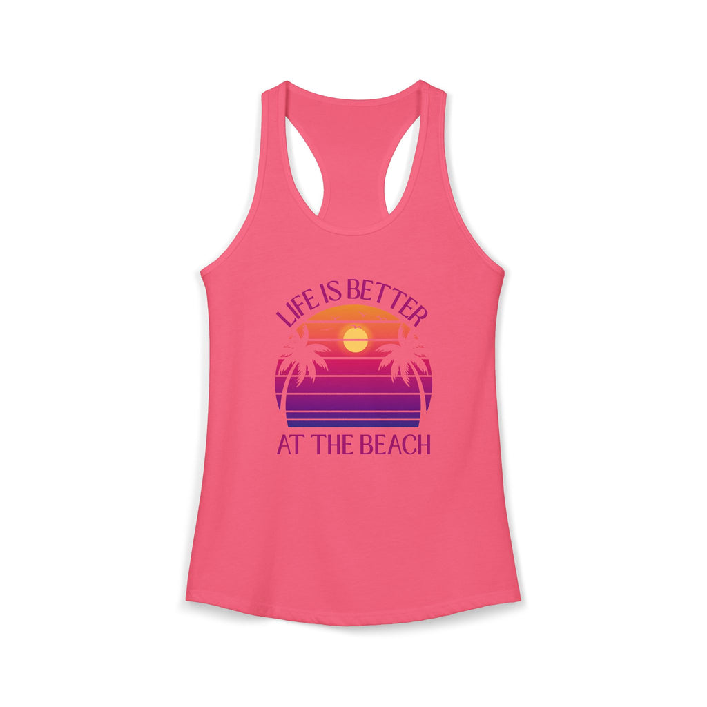 Life's Better At The Beach Women's Racerback Tank - Purple/Pink Lettering