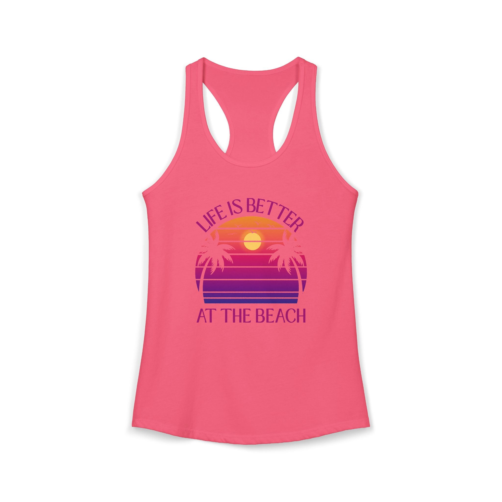Life's Better At The Beach Women's Racerback Tank - Purple/Pink Lettering