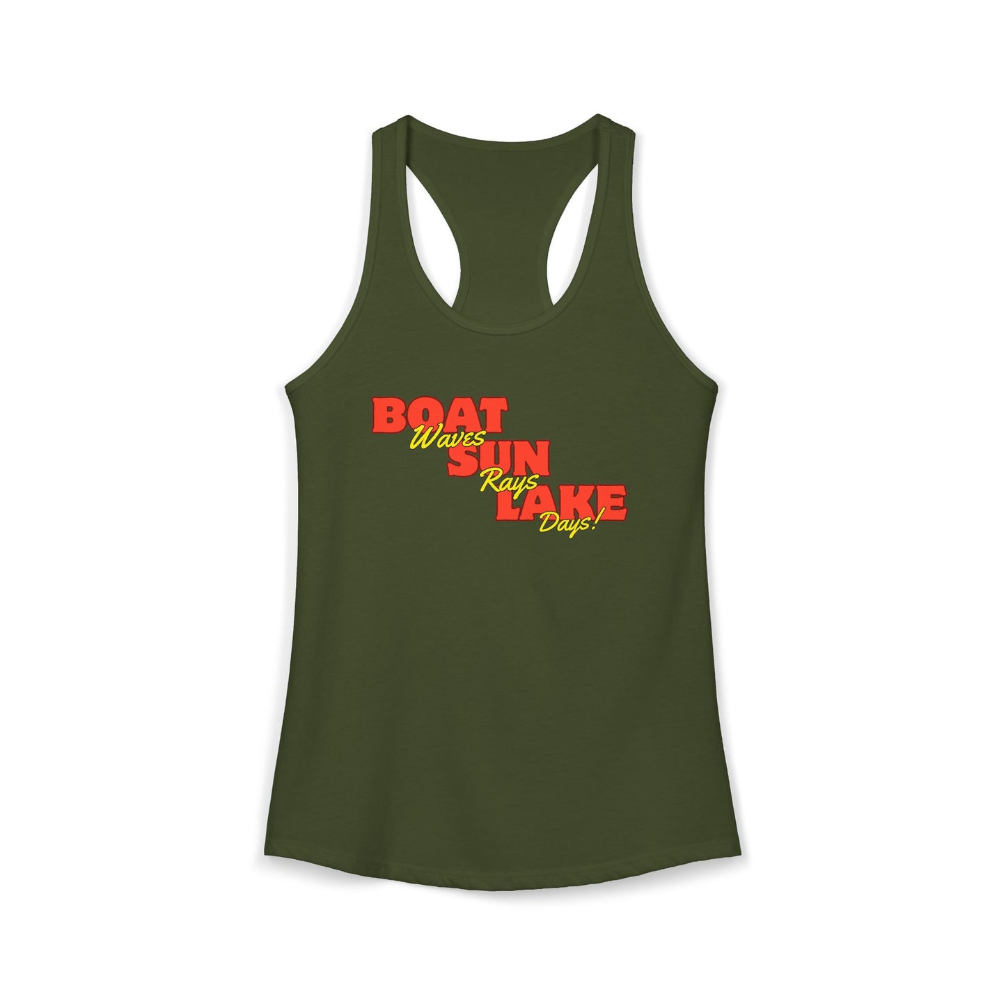 Women's Ideal Racerback Tank Boat Sun Lake Vibes