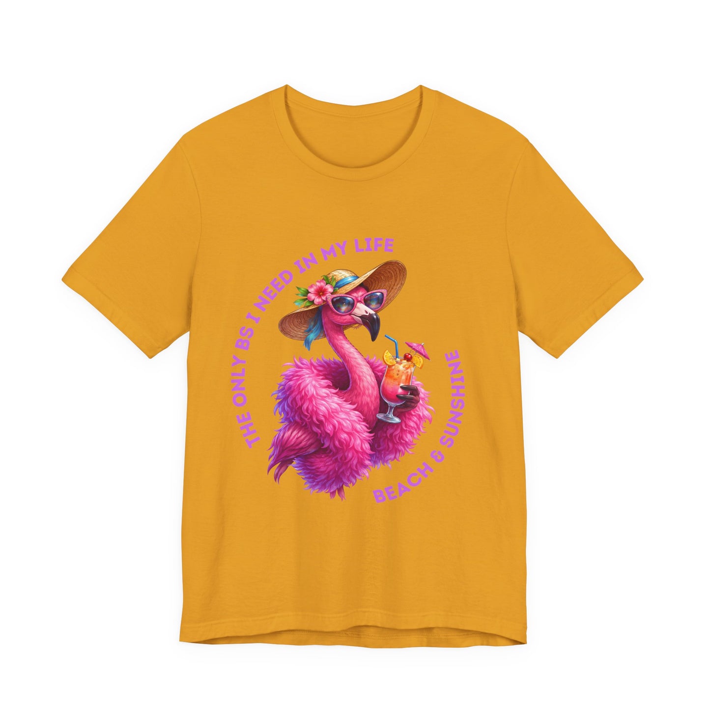 Flamingo Beach & Sunshine Unisex T-Shirt | The Only B's I Need Are Beach & Sunshine