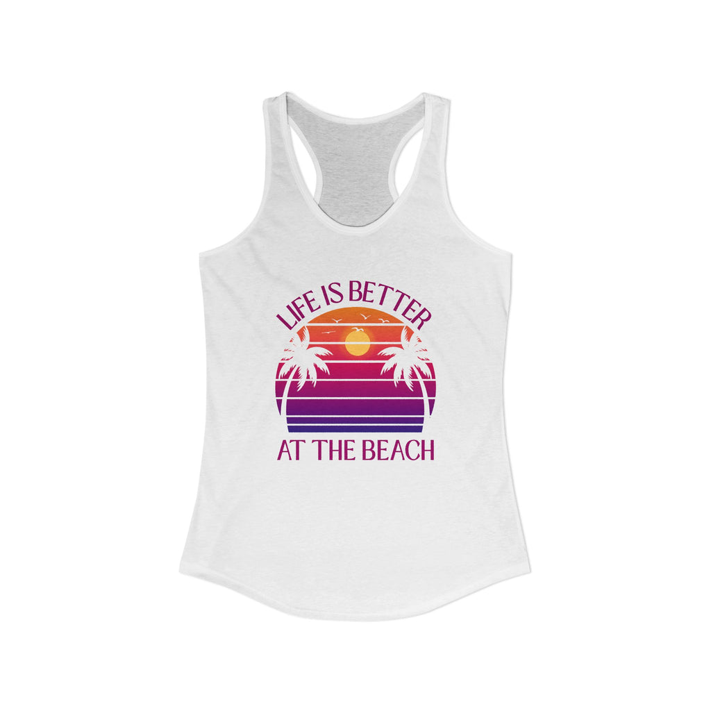 Life's Better At The Beach Women's Racerback Tank - Purple/Pink Lettering