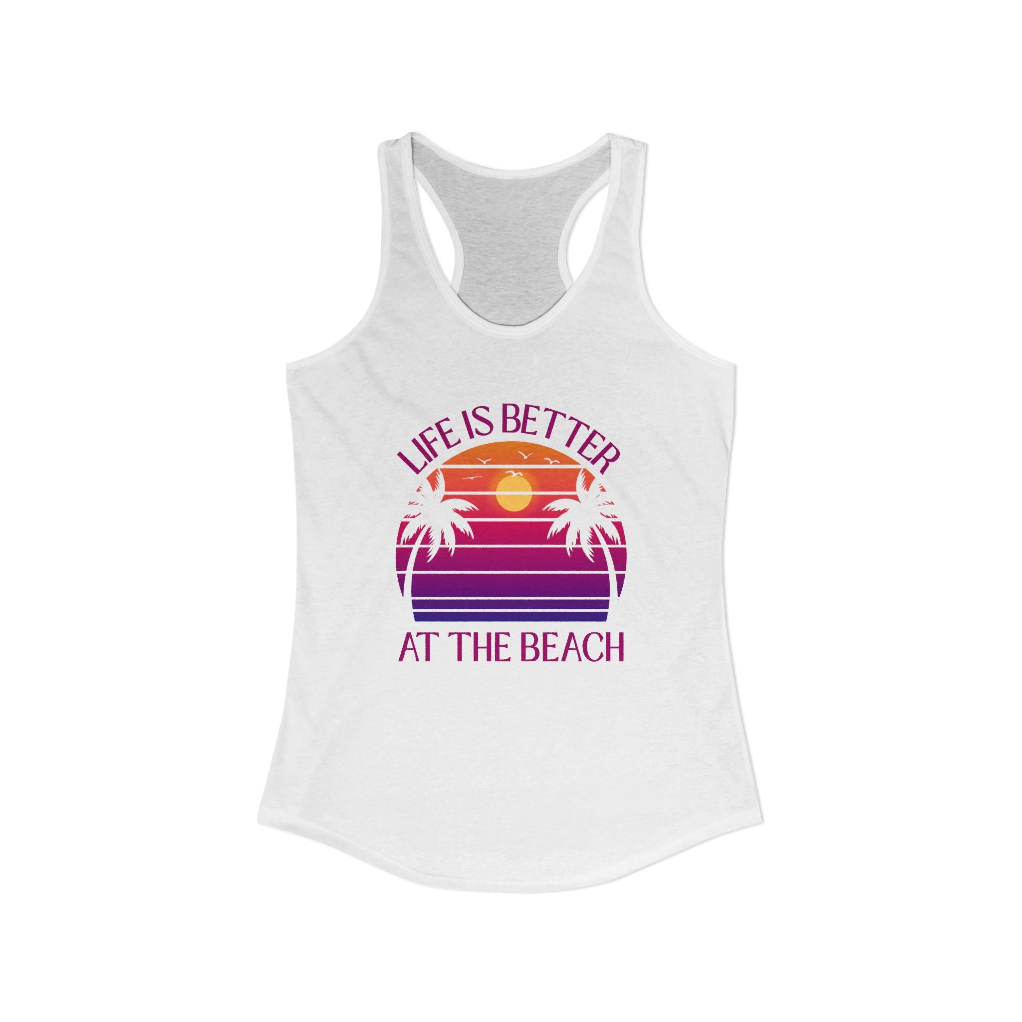Life's Better At The Beach Women's Racerback Tank - Purple/Pink Lettering