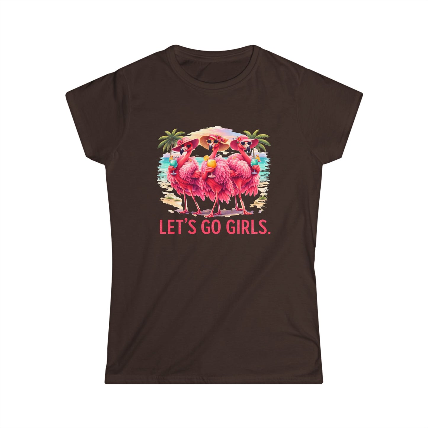 Let's Go Girls Flamingo Women's Scoop Neck T-Shirt - Tropical Beach / Lake Shirt