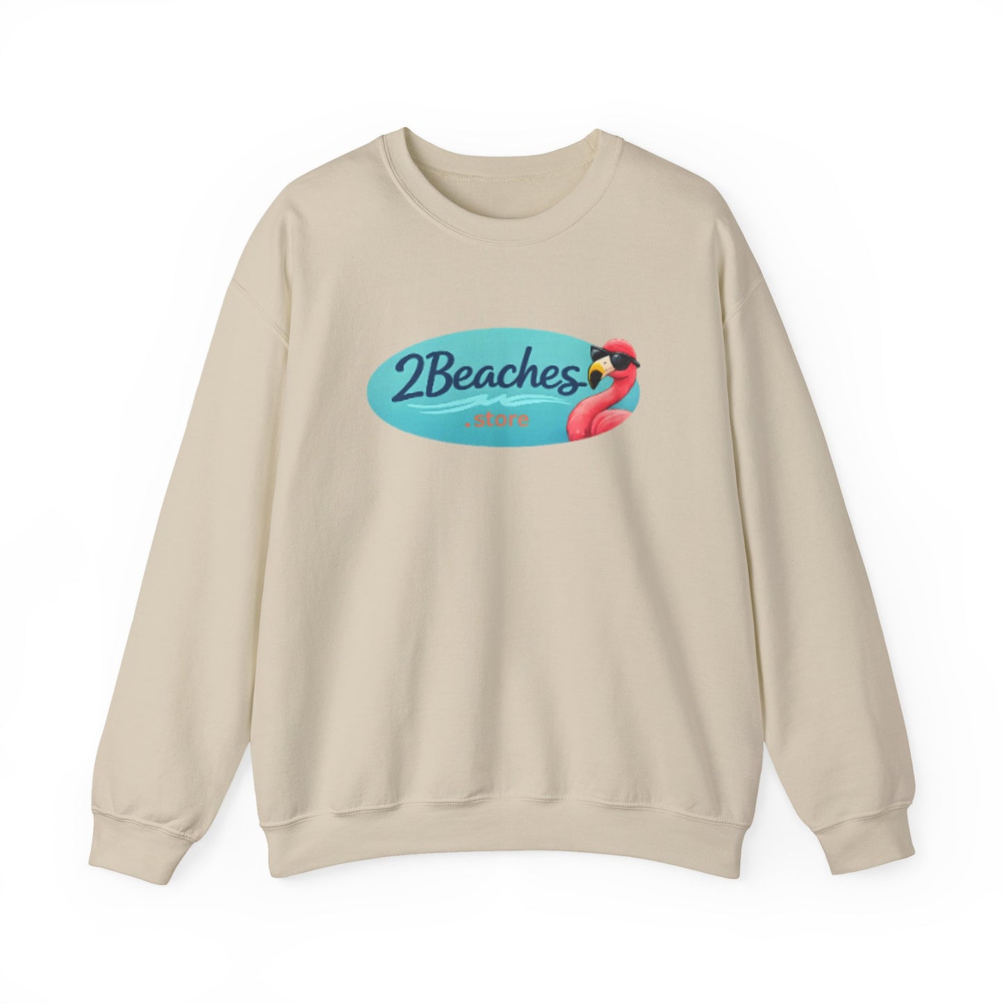 2Beaches Crewneck Sweatshirt — Casual Beach Logo Pullover Beach / Lake
