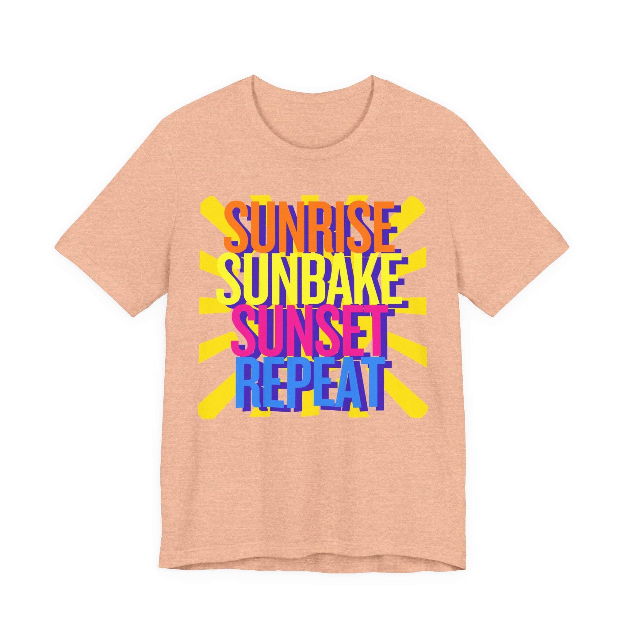 Sunrise Sunbake Sunset Repeat Unisex Tee - Retro Beach Vibes Shirt