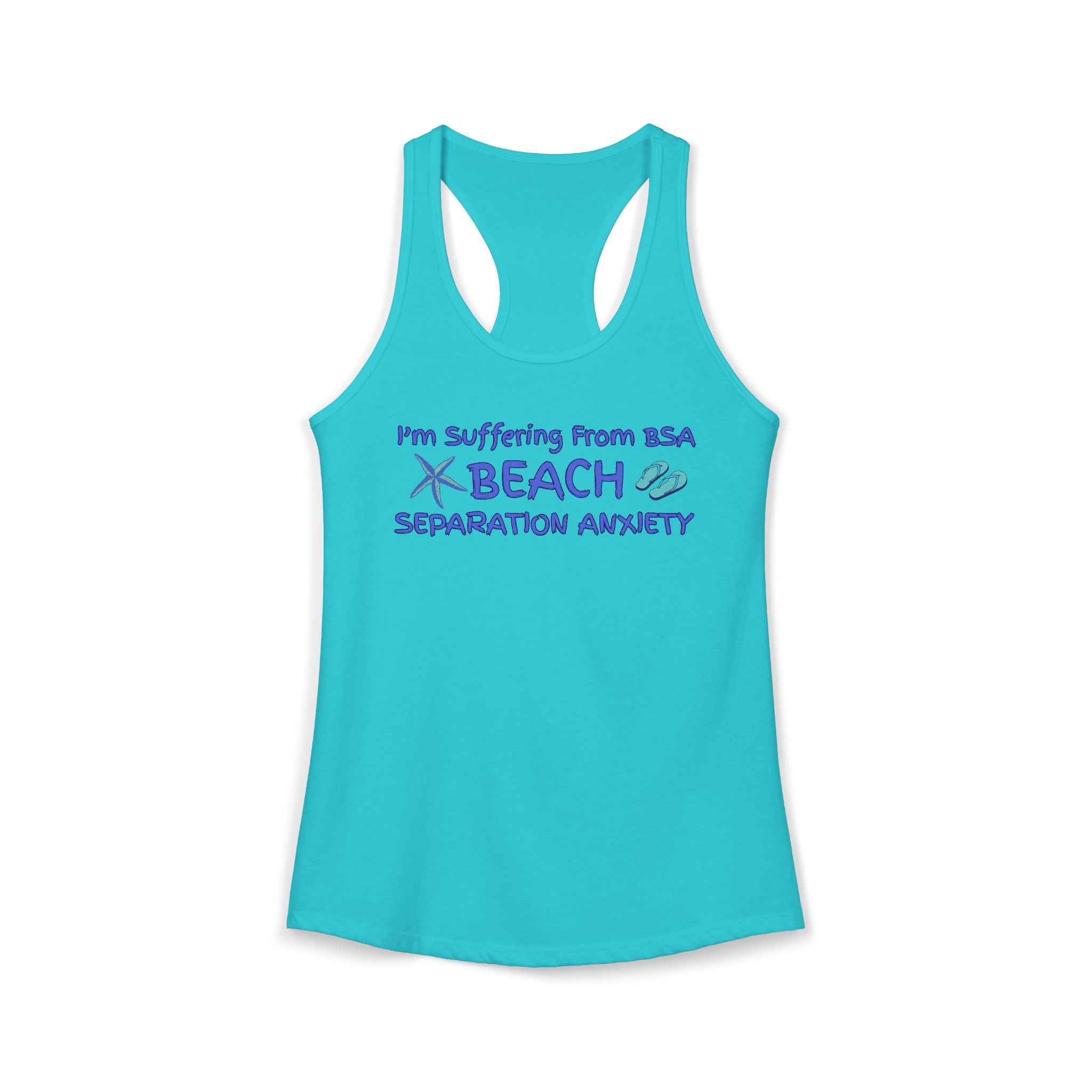 Beach Separation Anxiety BSA Women's Racerback Tank - Funny Beach Graphic