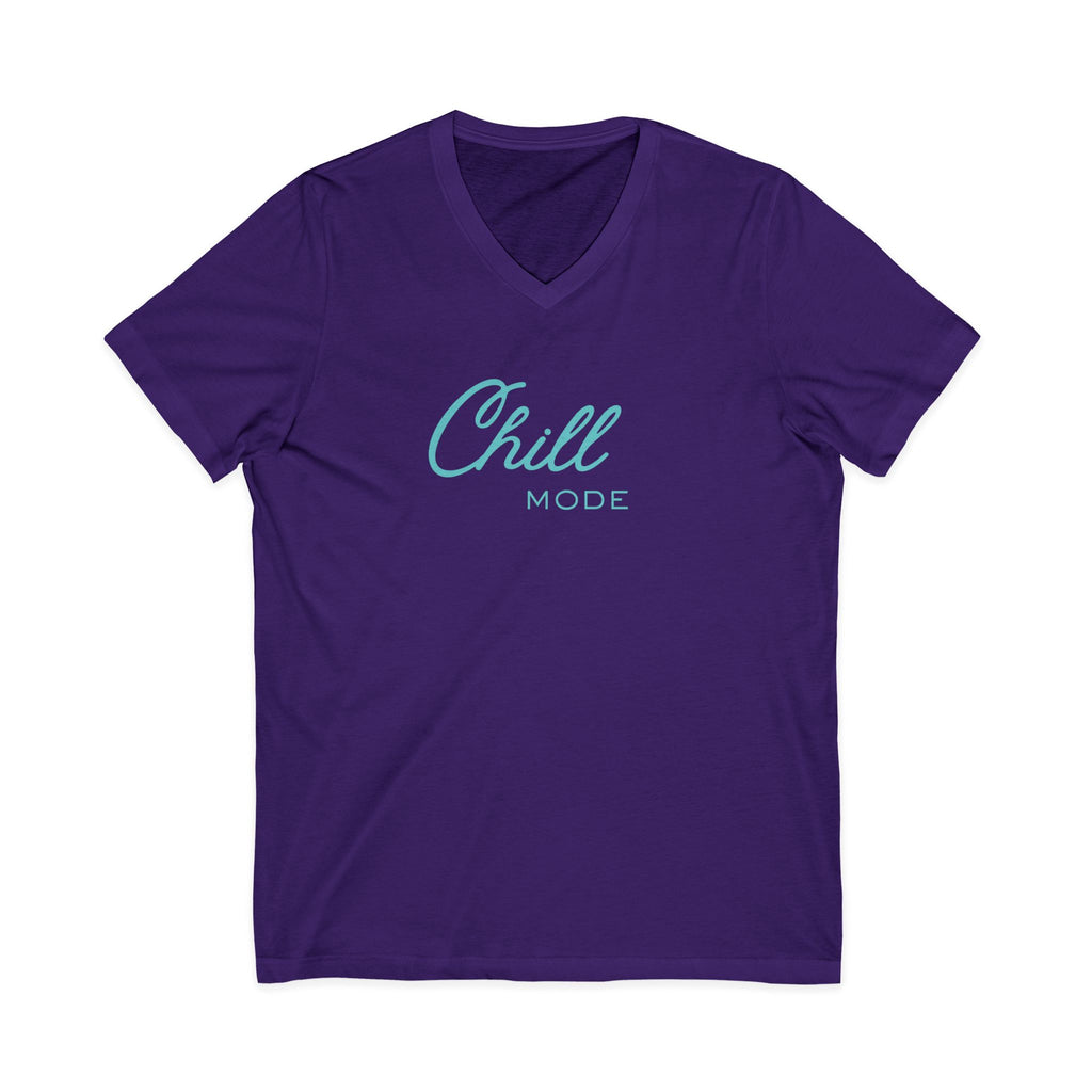 Chill Mode V-Neck Tee — Relaxed Script Graphic T-Shirt