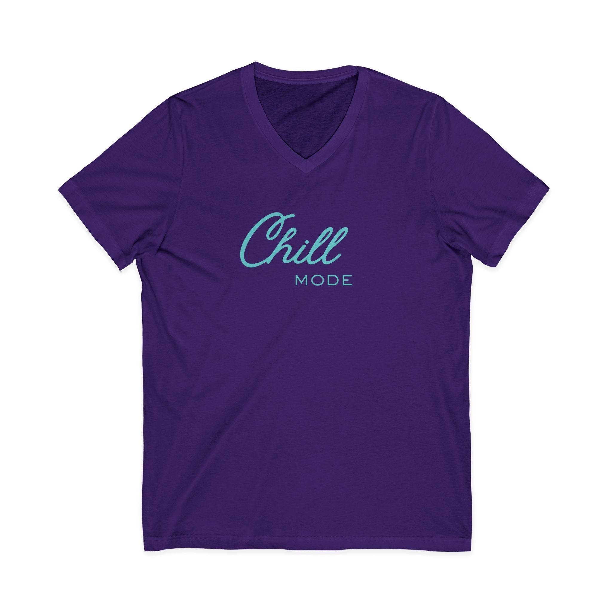 Chill Mode V-Neck Tee — Relaxed Script Graphic T-Shirt