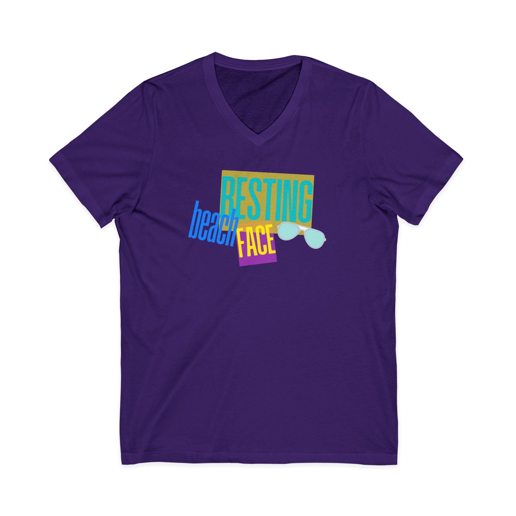 Resting Beach Face V‑Neck Tee — Summer Vacation Beach Shirt