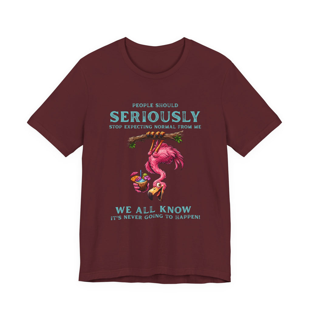 Flamingo Humor Unisex Tee - Stop Expecting Normal From Me Graphic Shirt
