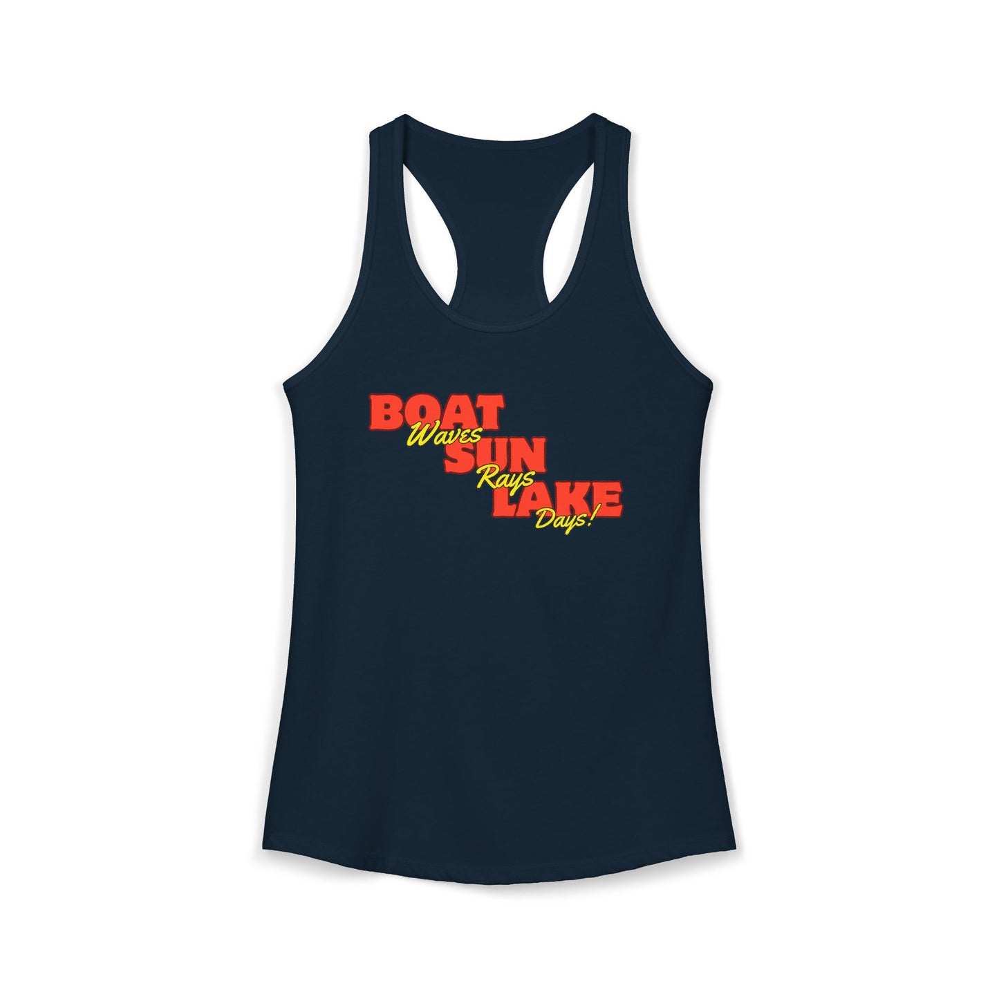 Women's Ideal Racerback Tank Boat Sun Lake Vibes