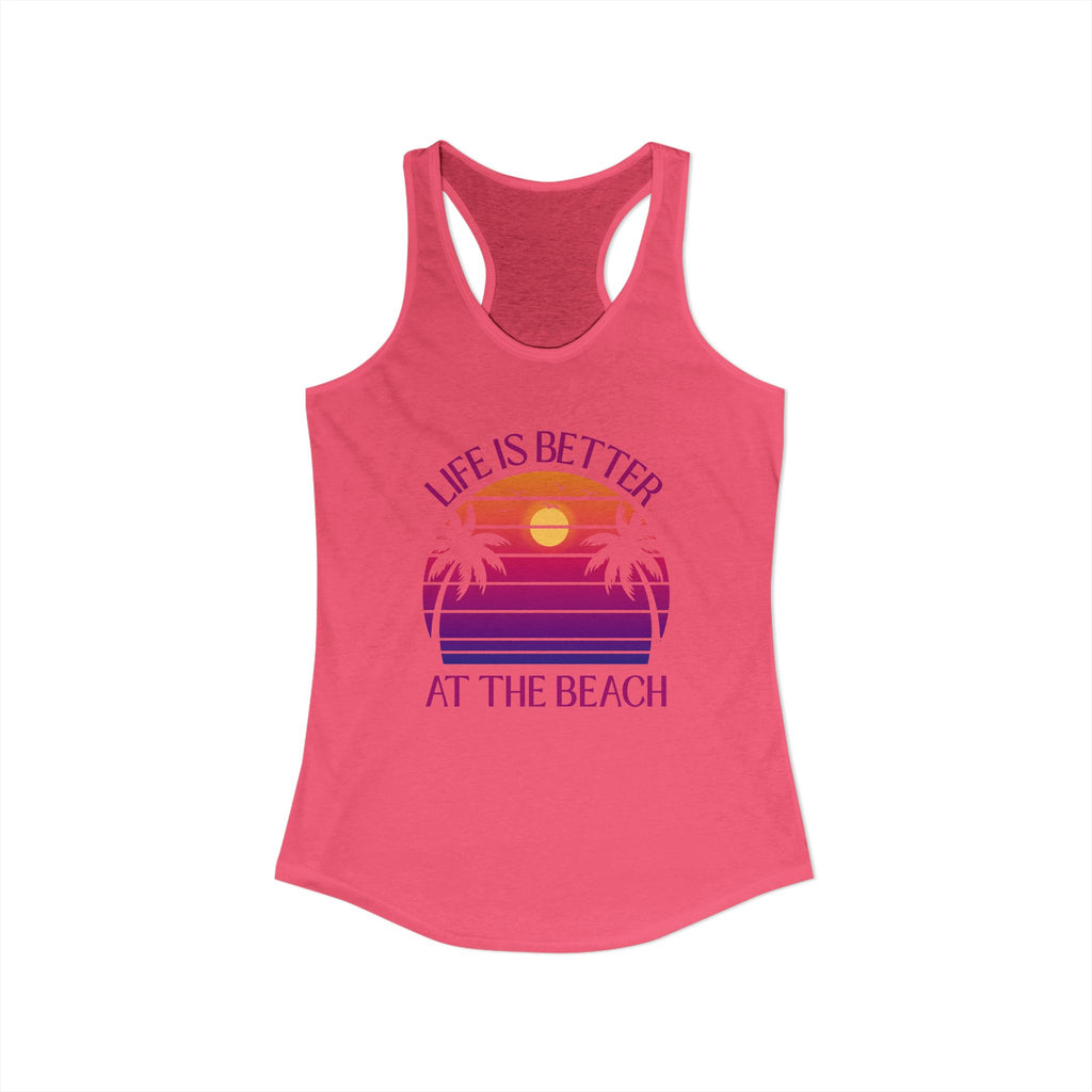 Life's Better At The Beach Women's Racerback Tank - Purple/Pink Lettering