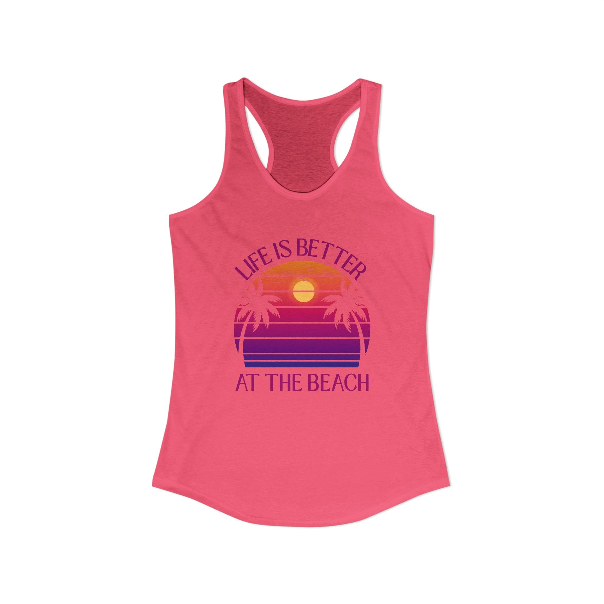 Life's Better At The Beach Women's Racerback Tank - Purple/Pink Lettering