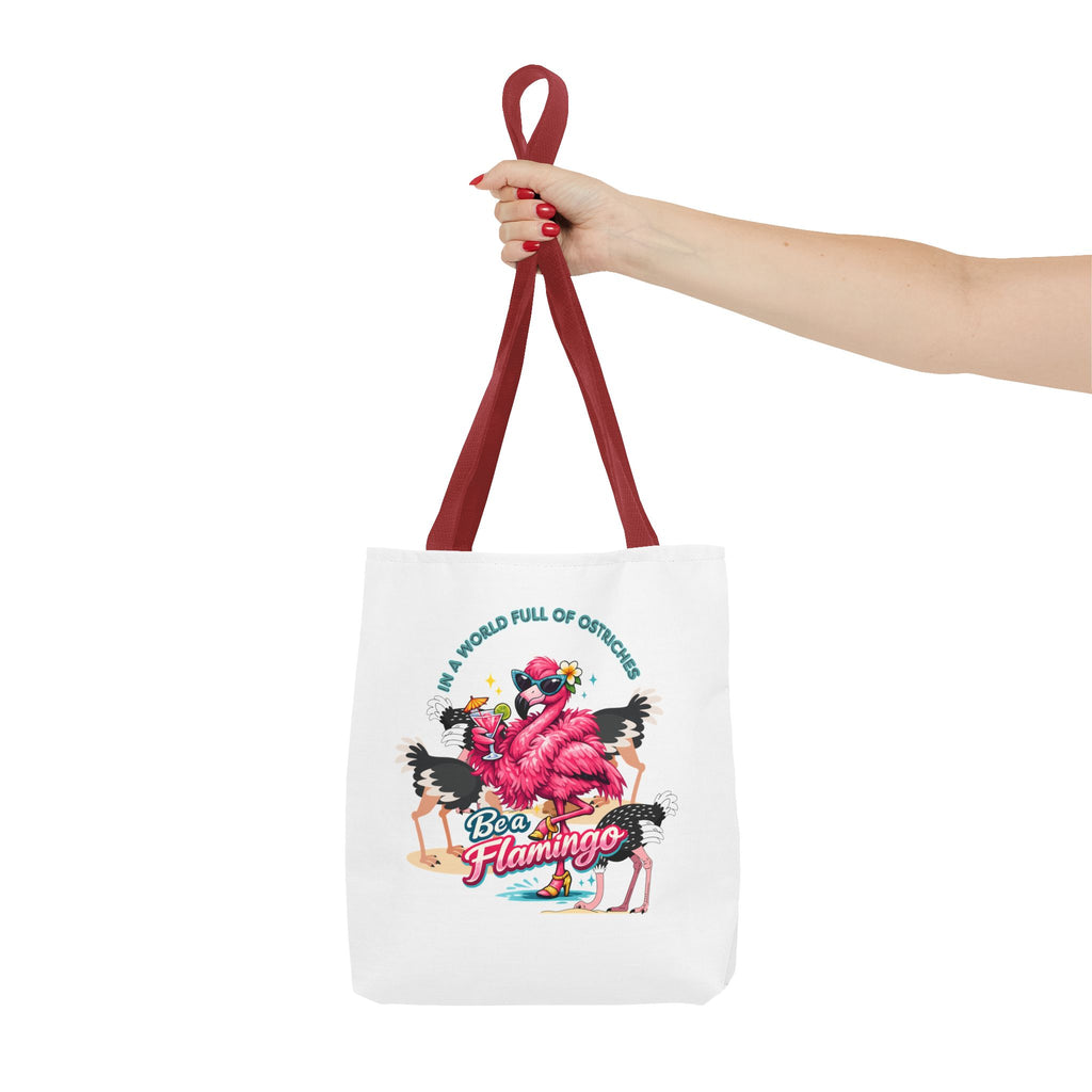Be a Flamingo Tote Bag – Funny Tropical Canvas Tote with Ostriches