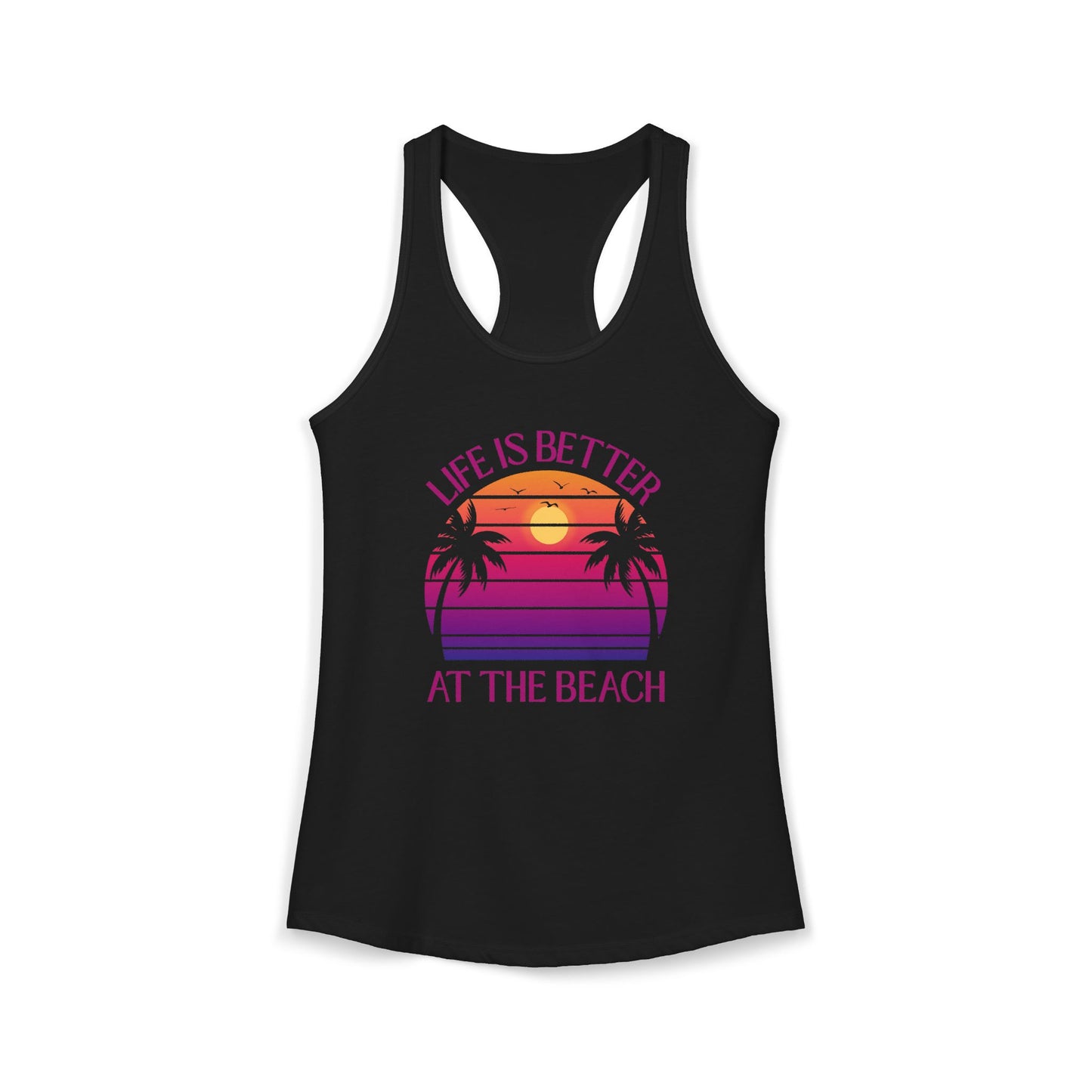 Life's Better At The Beach Women's Racerback Tank - Purple/Pink Lettering