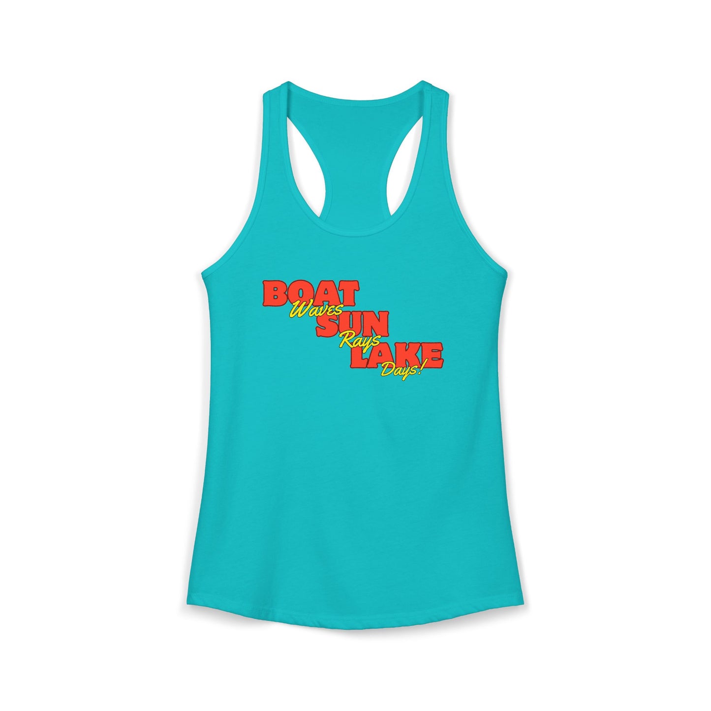 Women's Ideal Racerback Tank Boat Sun Lake Vibes