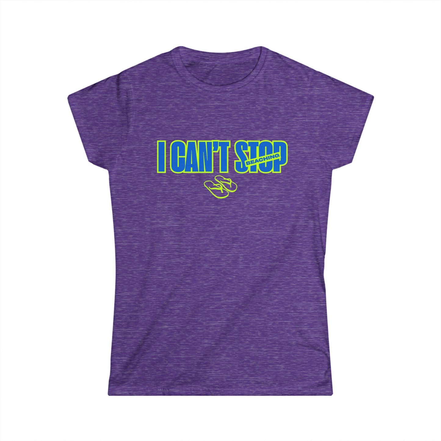 I Can’t Stop Beaching Women’s Shirt, Funny Beach Vacation Tee, Neon Summer Graphic Top