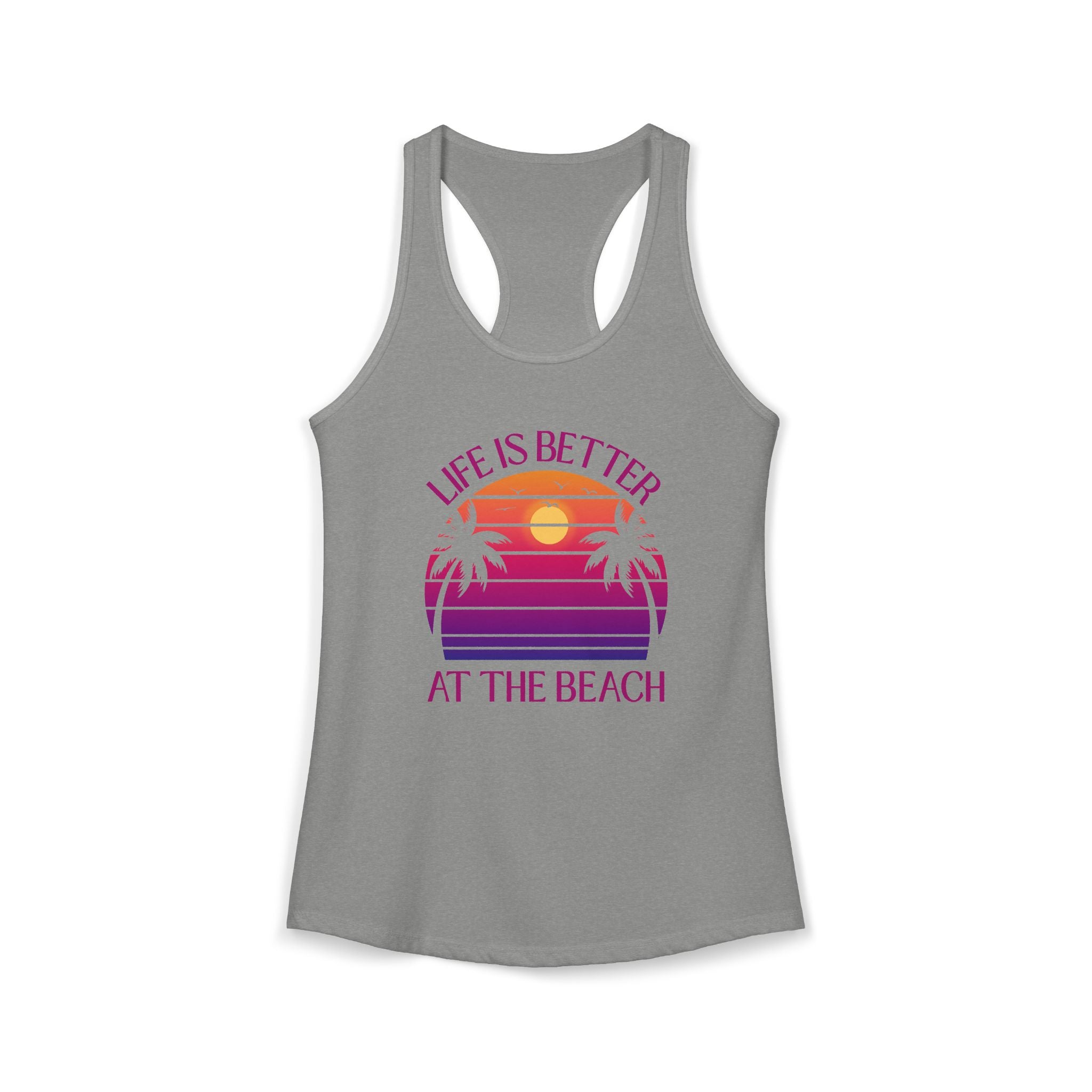 Life's Better At The Beach Women's Racerback Tank - Purple/Pink Lettering