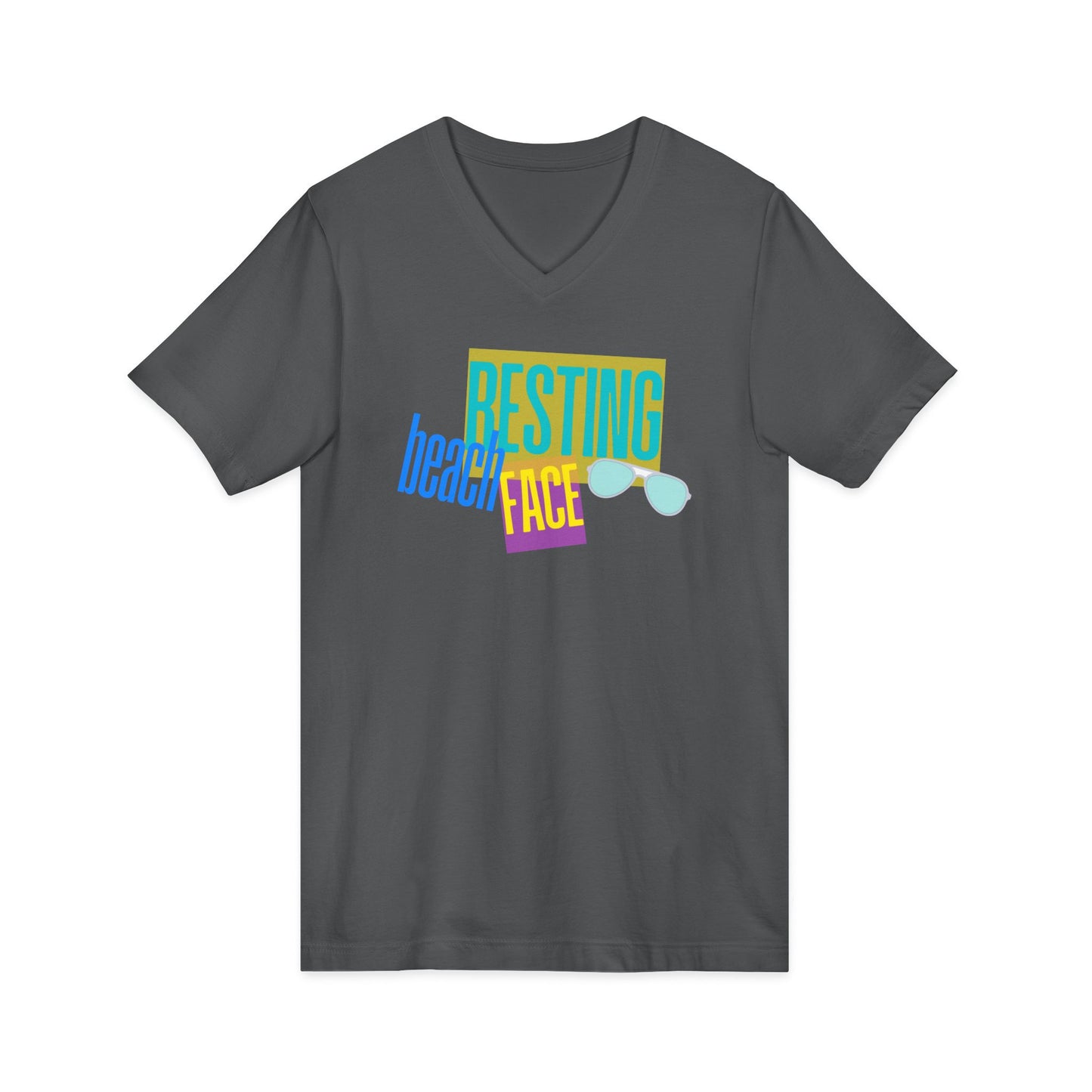 Resting Beach Face Women's V‑Neck T-Shirt — Summer Vacation Beach Shirt