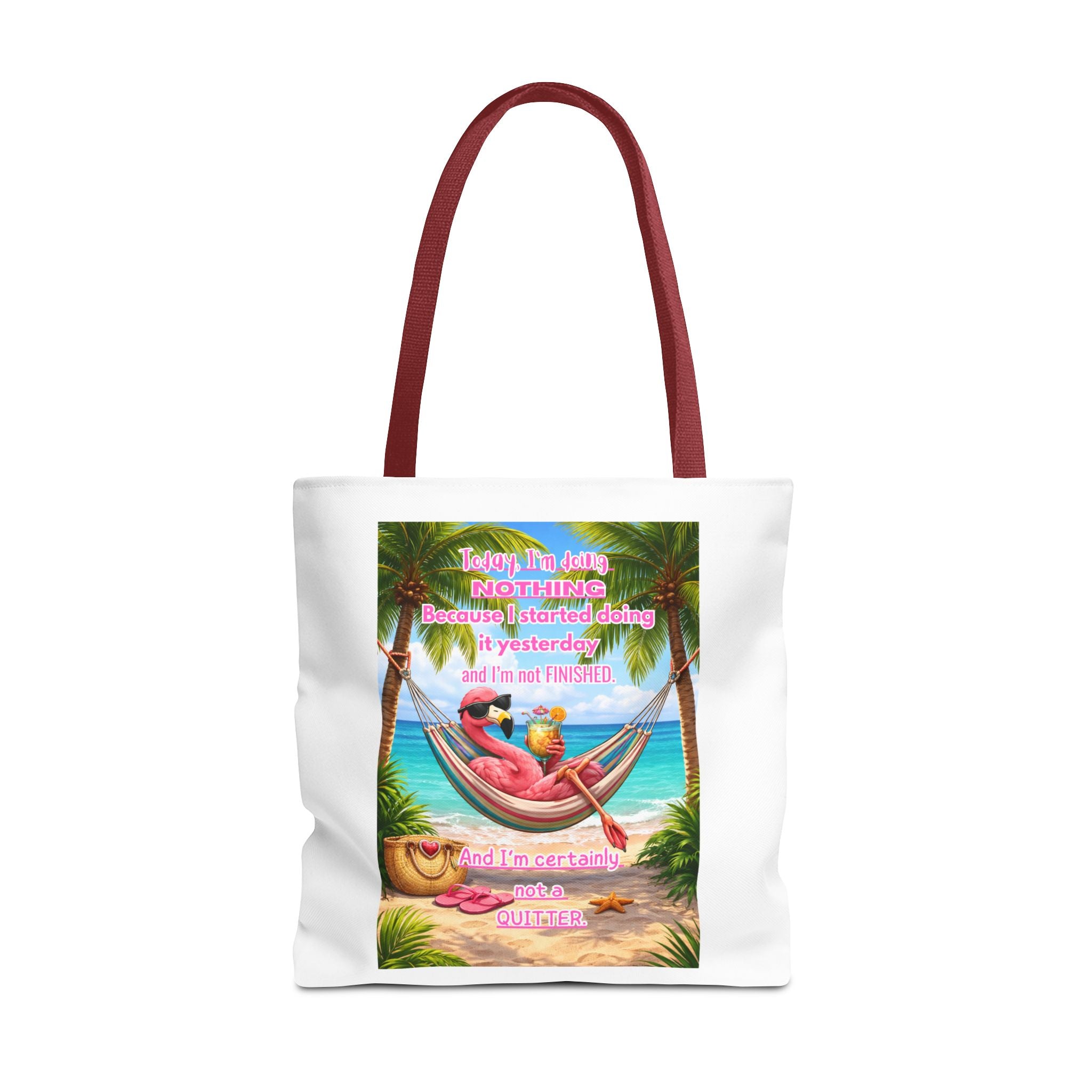 Beach Tote Bag – Relaxing Hammock Design with Funny Quote