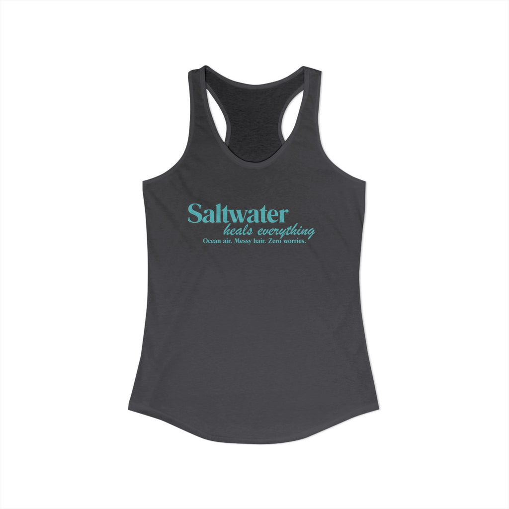 Saltwater Heals Everything Women's Racerback Tank - Beachy Coastal Graphic