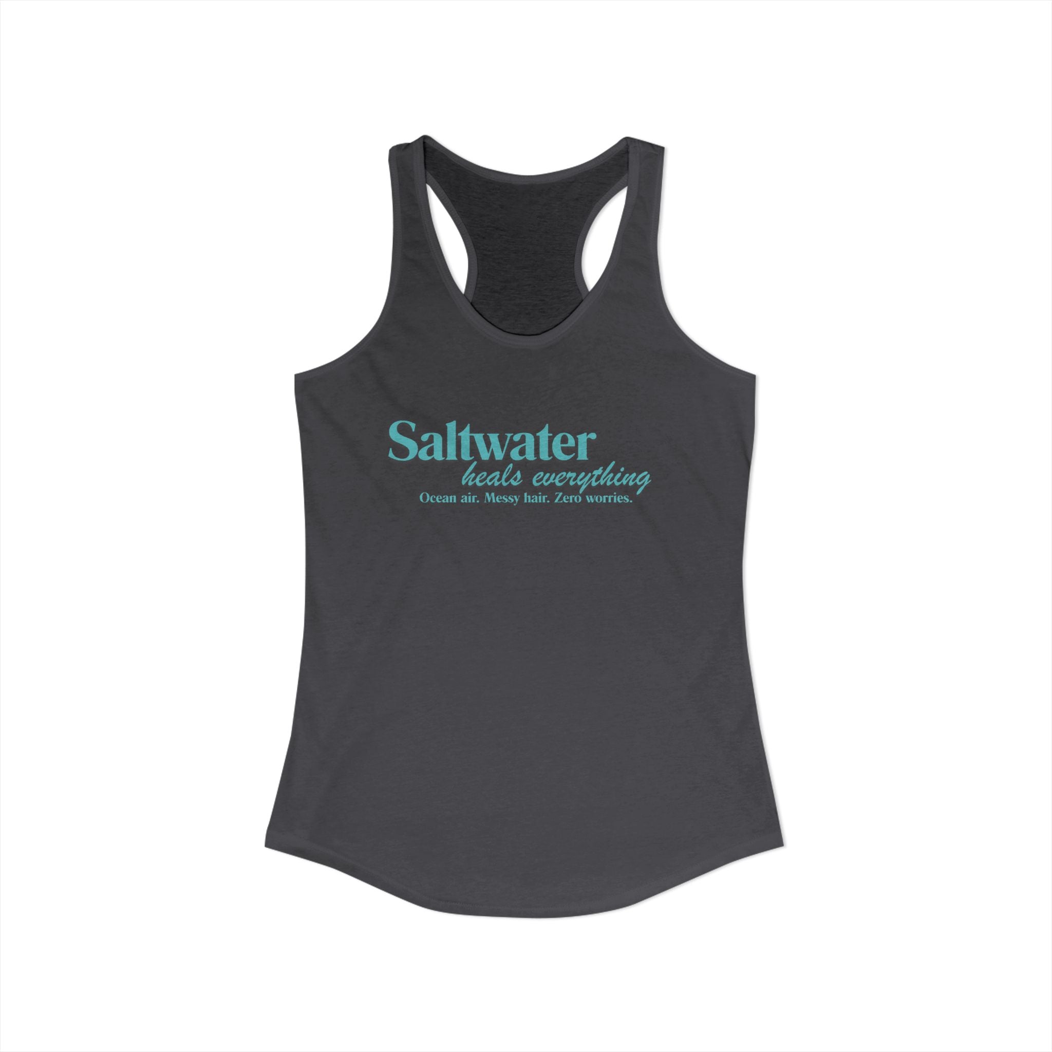 Saltwater Heals Everything Women's Racerback Tank - Beachy Coastal Graphic