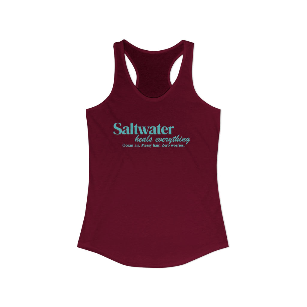 Saltwater Heals Everything Women's Racerback Tank - Beachy Coastal Graphic