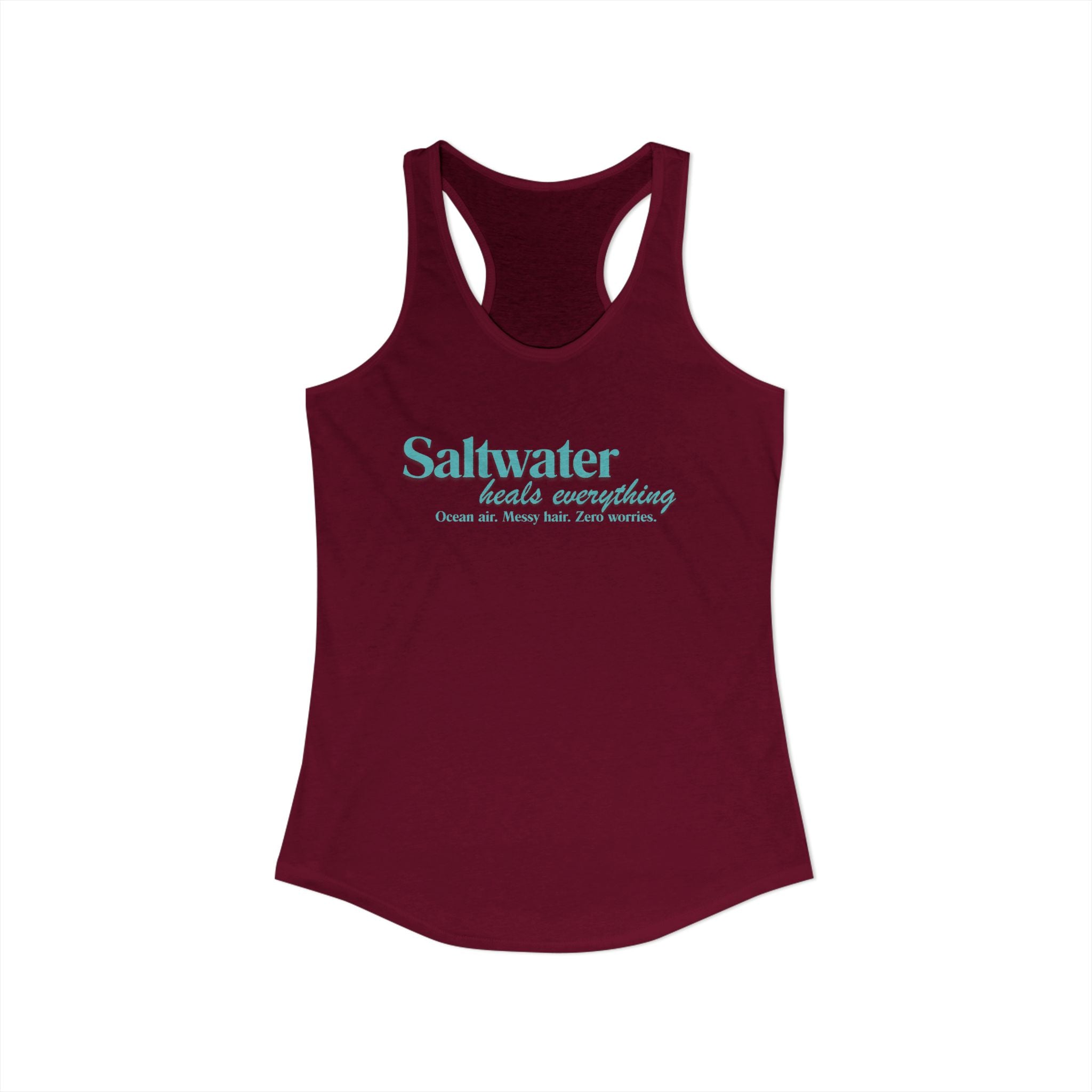 Saltwater Heals Everything Women's Racerback Tank - Beachy Coastal Graphic