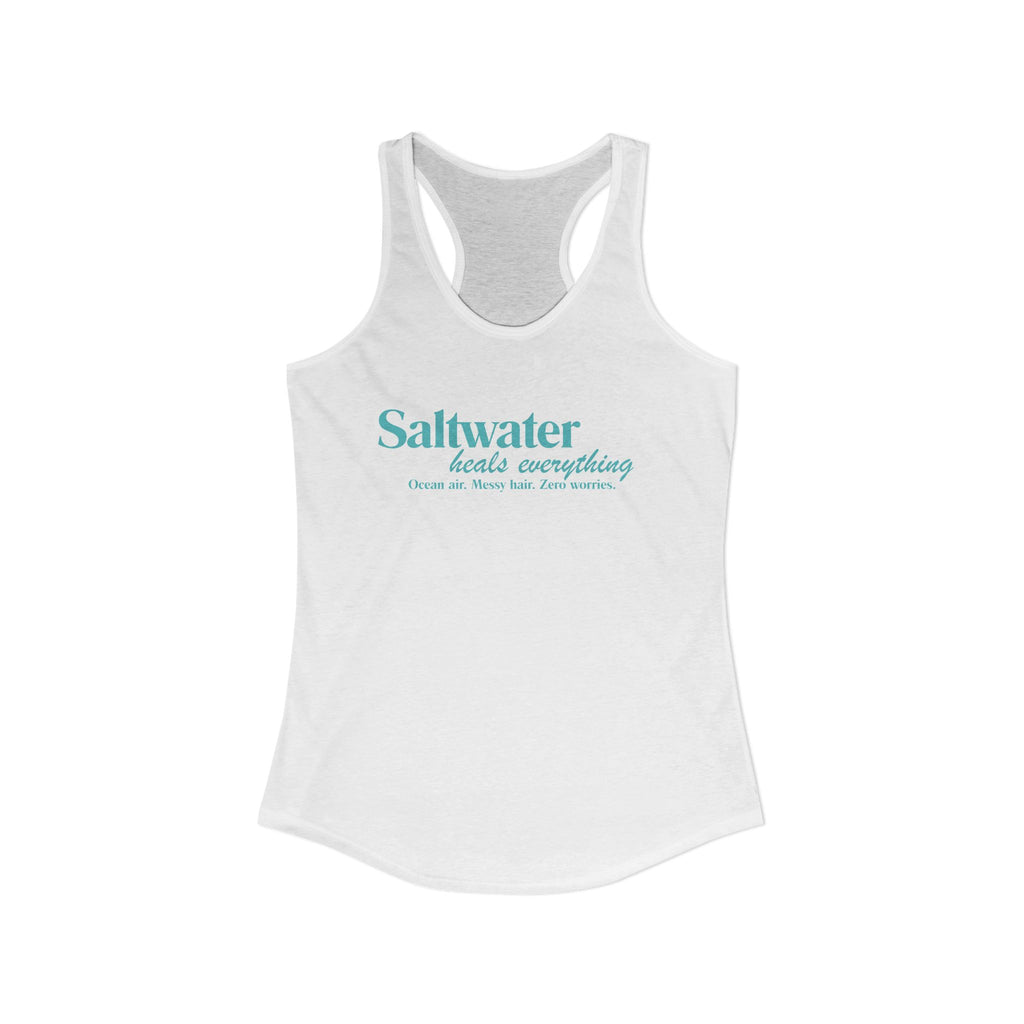 Saltwater Heals Everything Women's Racerback Tank - Beachy Coastal Graphic