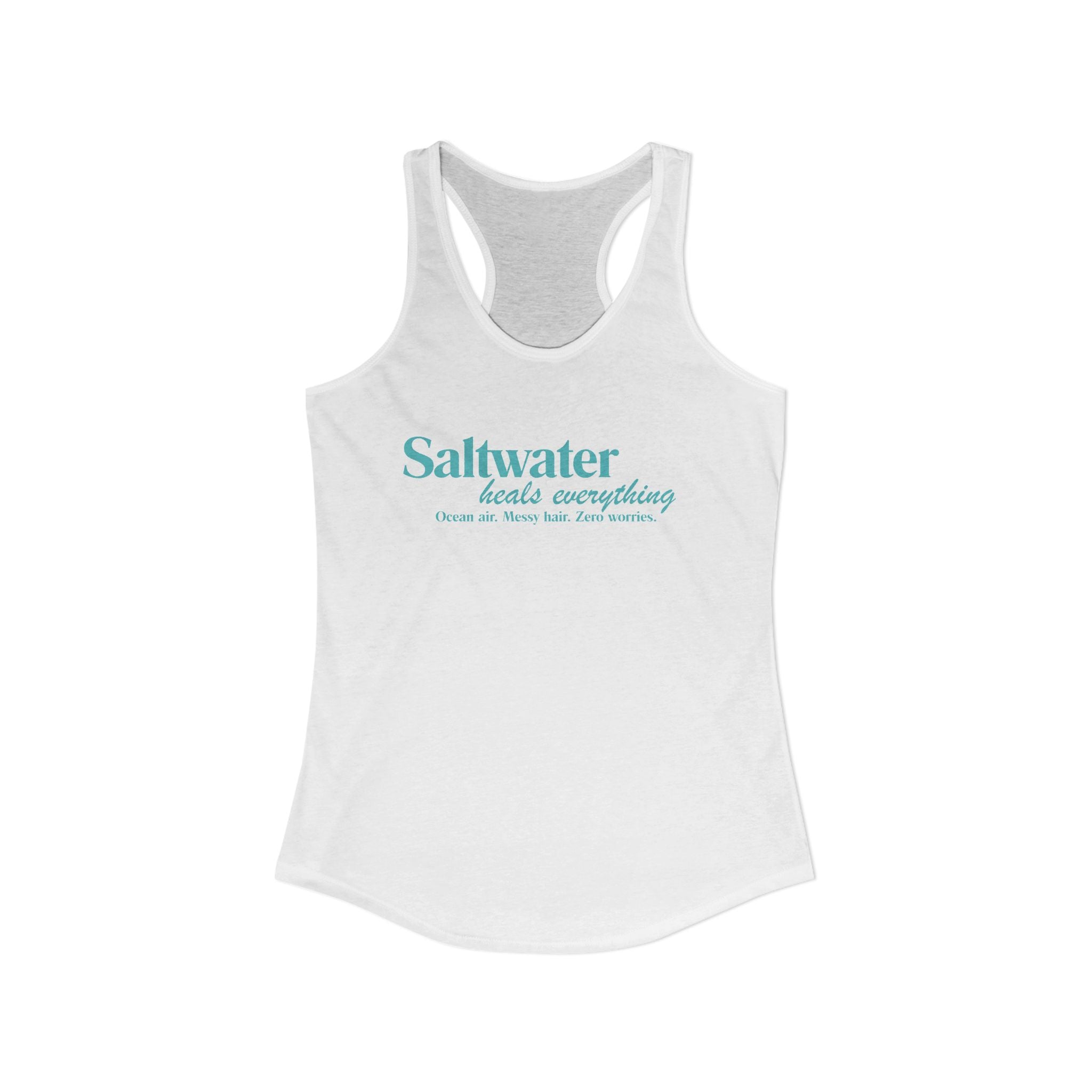 Saltwater Heals Everything Women's Racerback Tank - Beachy Coastal Graphic