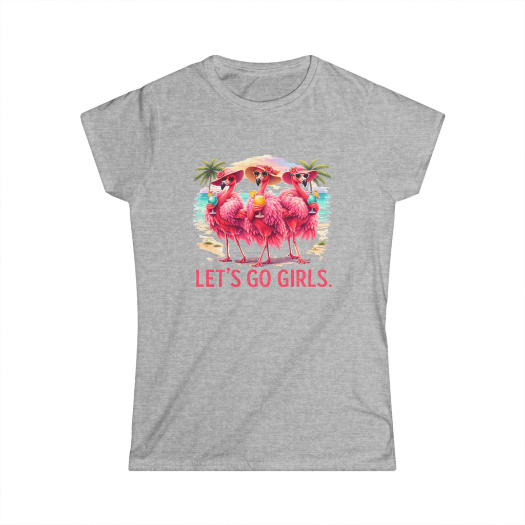 Let's Go Girls Flamingo Women's Scoop Neck Tee - Tropical Beach Shirt
