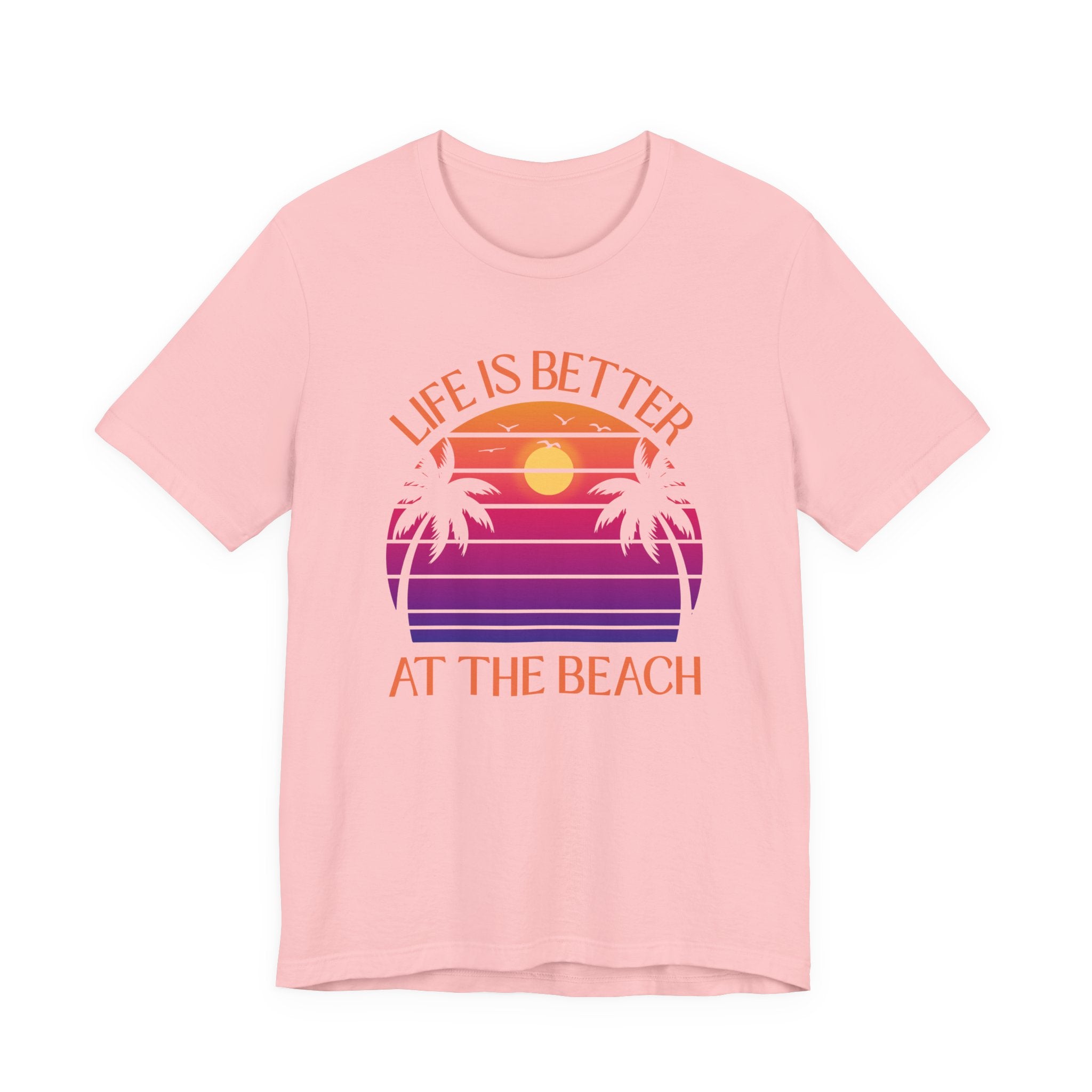 Life Is Better At The Beach Unisex Tee - Retro Sunset Palm Shirt