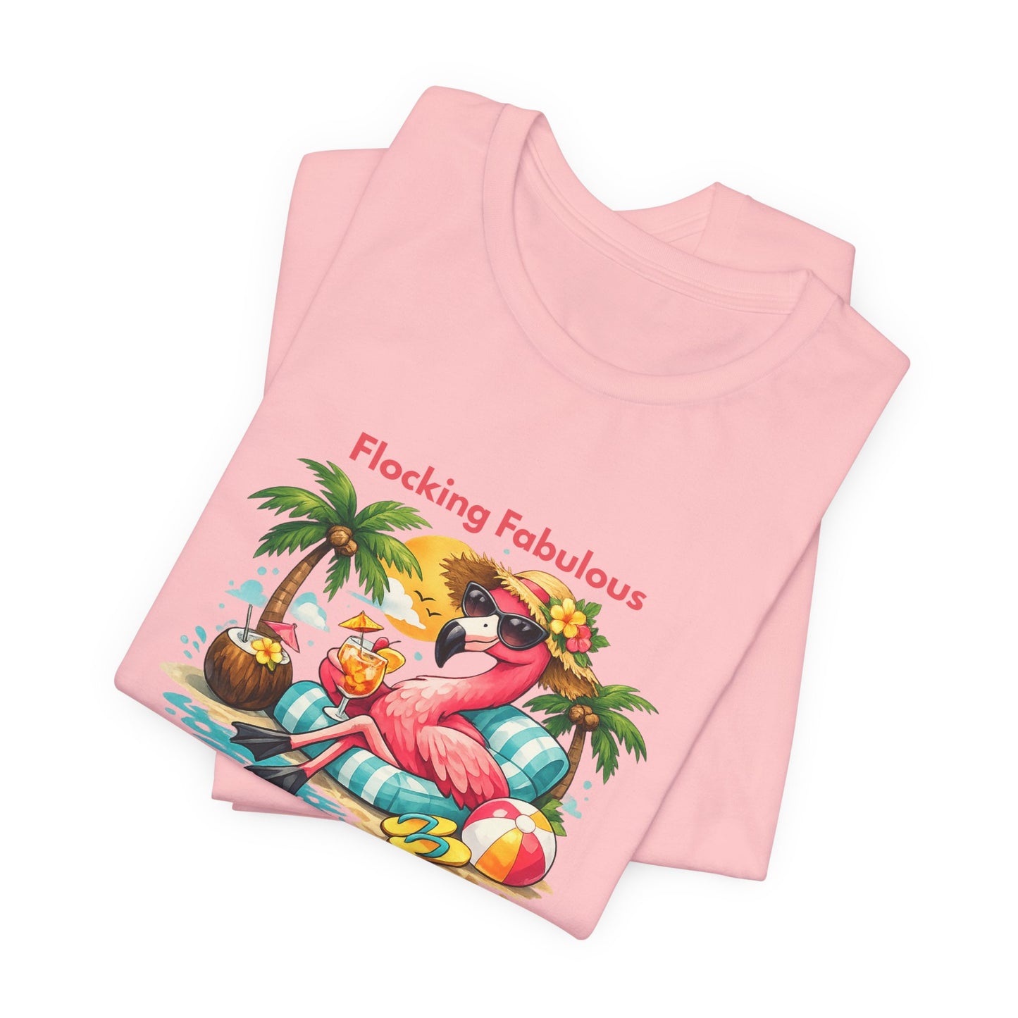 Flocking Fabulous Flamingo Beach Unisex T-Shirt
