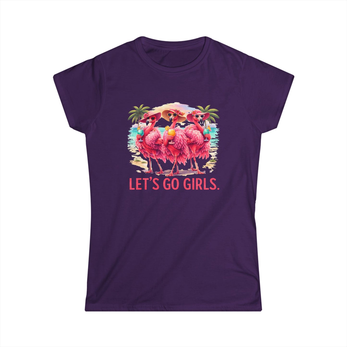 Let's Go Girls Flamingo Women's Scoop Neck T-Shirt - Tropical Beach / Lake Shirt