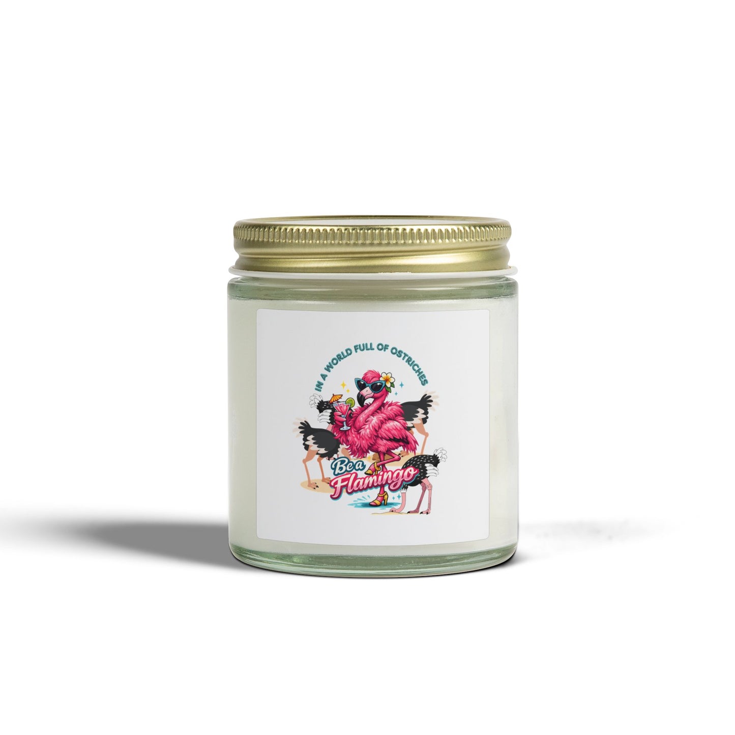Tropical Flamingo Scented Candle - 4oz/9oz Wax Jar Beach / Lake  Decor