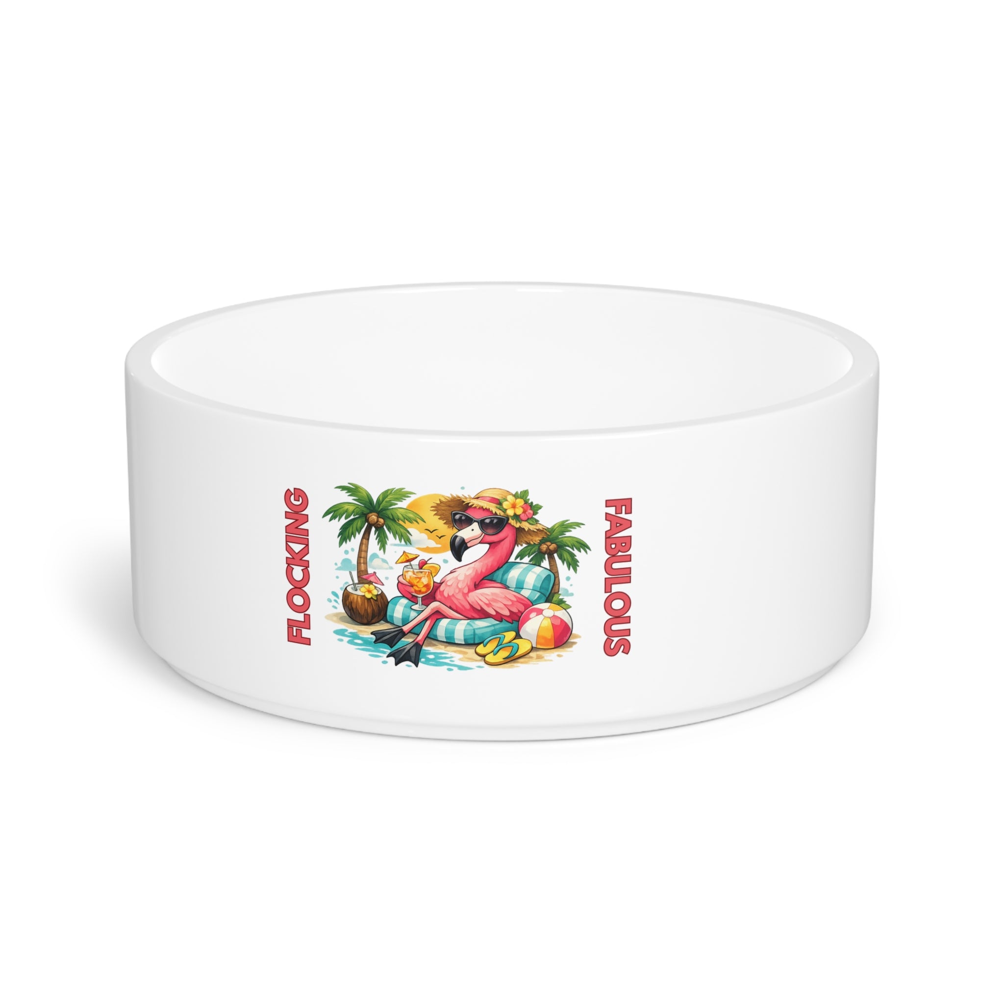 Pet Bowl — "Flocking Fabulous" Tropical Flamingo Dog Bowl