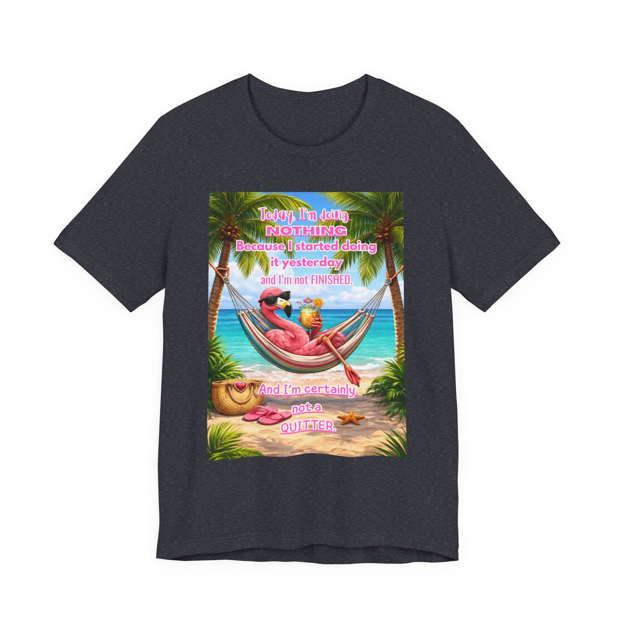 Relaxing Flamingo Hammock T-Shirt – Funny Lazy Day Unisex Tee