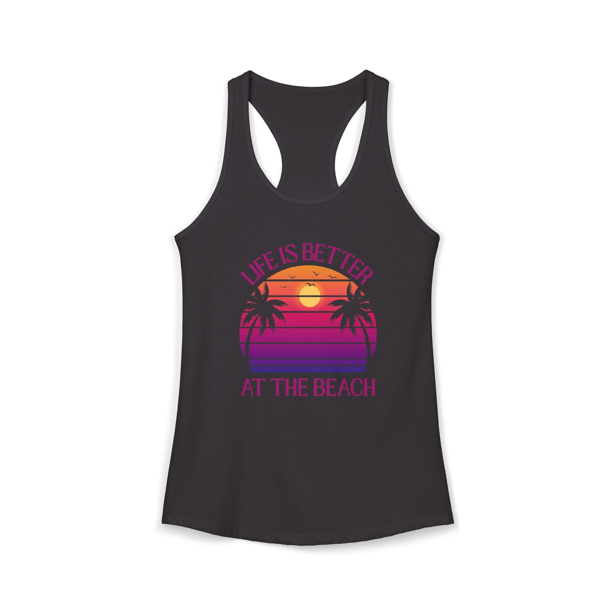 Life's Better At The Beach Women's Racerback Tank - Purple/Pink Lettering
