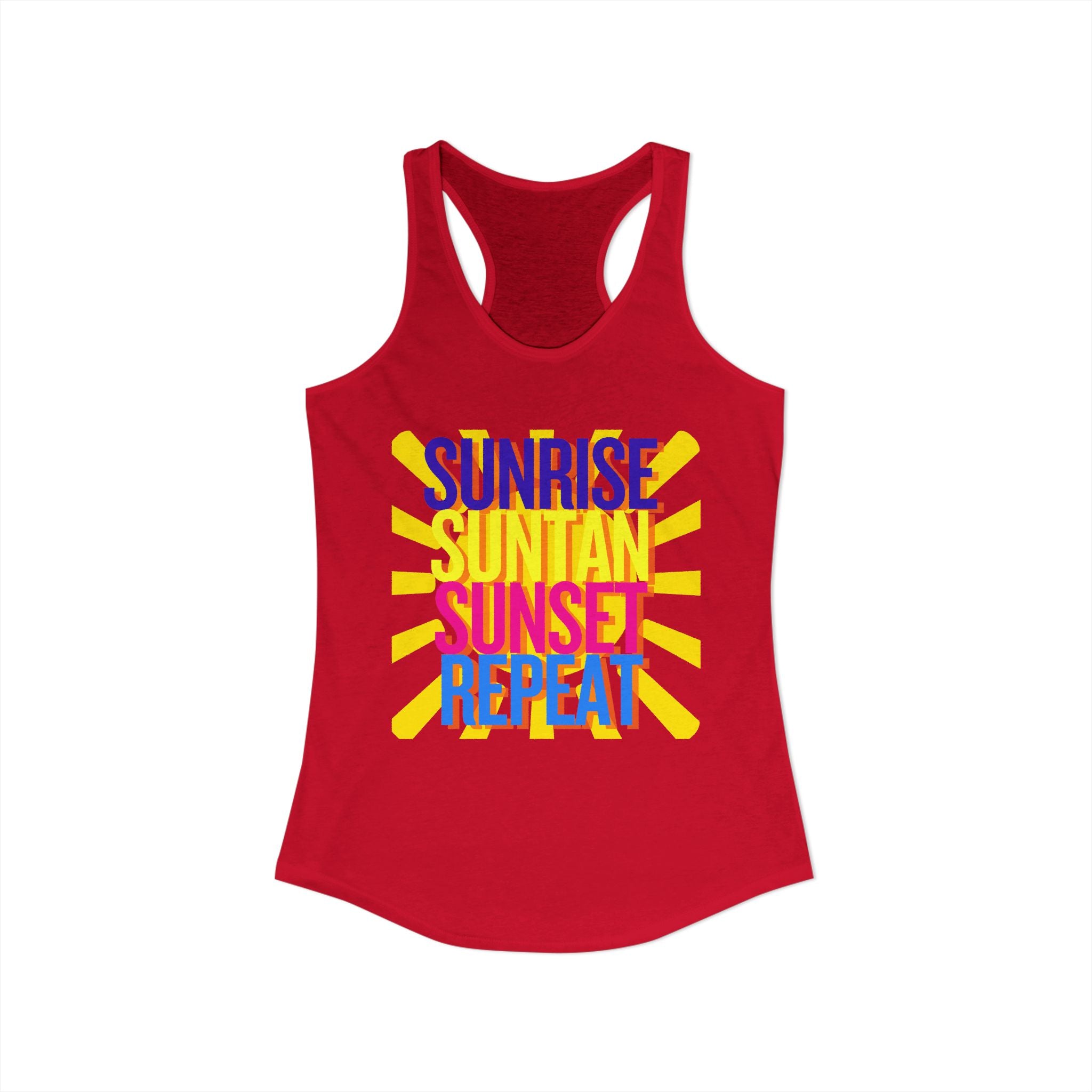 Sunrise Sunbake Sunset Repeat Women's Racerback Tank - Beach Vibes