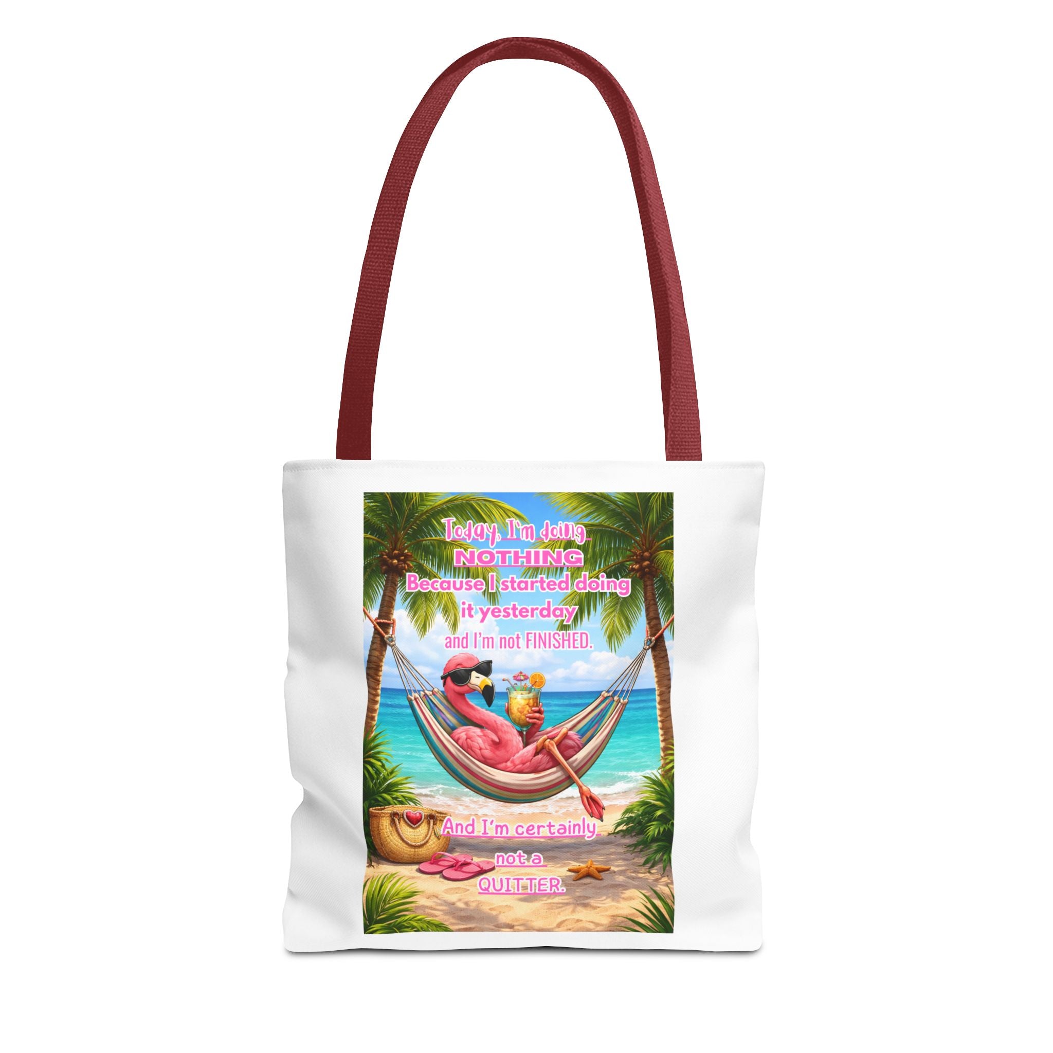 Beach Tote Bag – Relaxing Hammock Design with Funny Quote