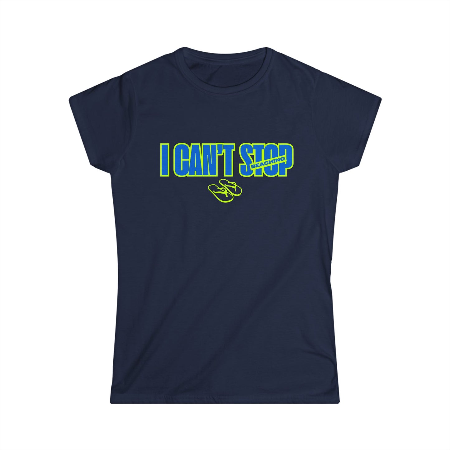 I Can’t Stop Beaching Women’s Shirt, Funny Beach Vacation Tee, Neon Summer Graphic Top