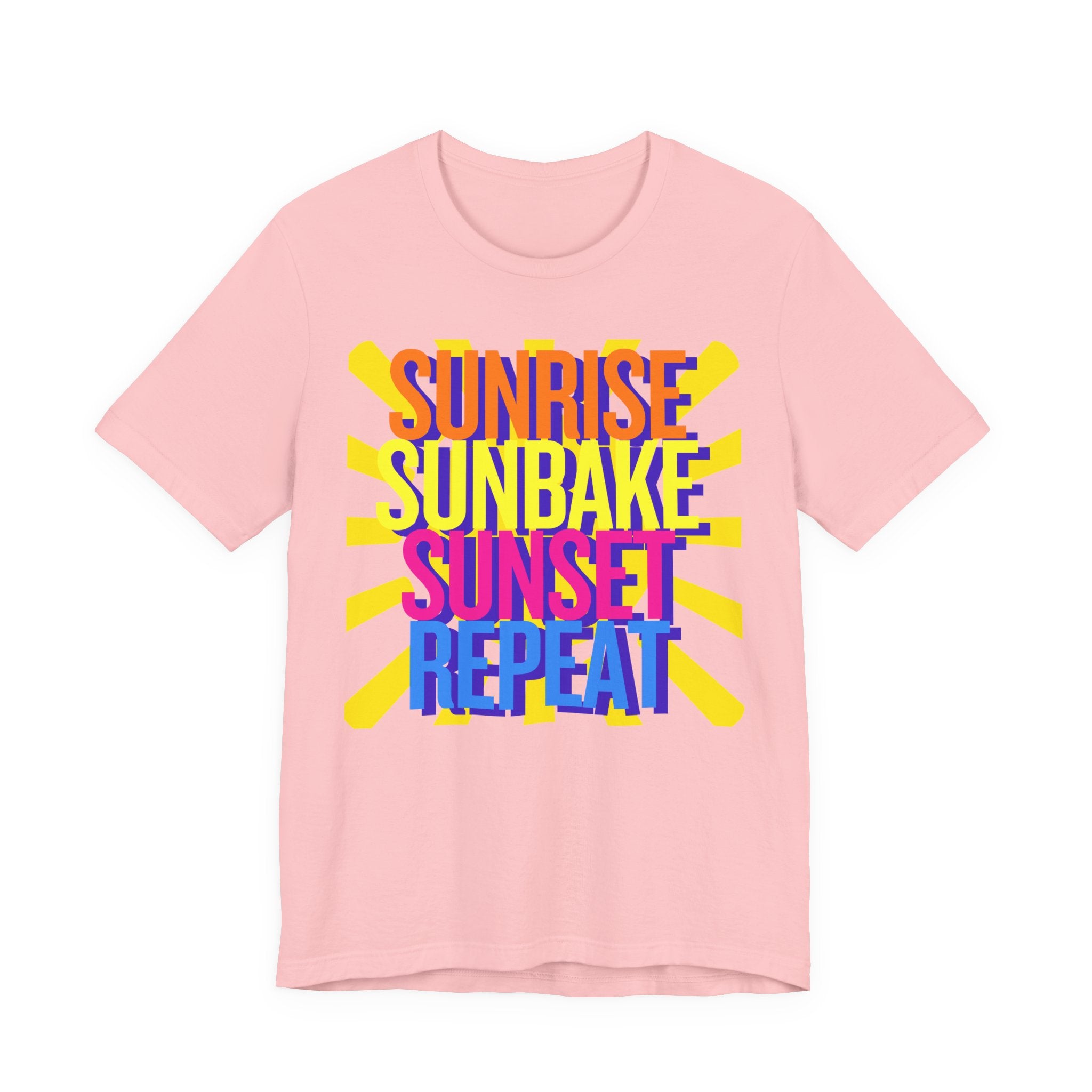 Sunrise Sunbake Sunset Repeat Unisex Tee - Retro Beach Vibes Shirt