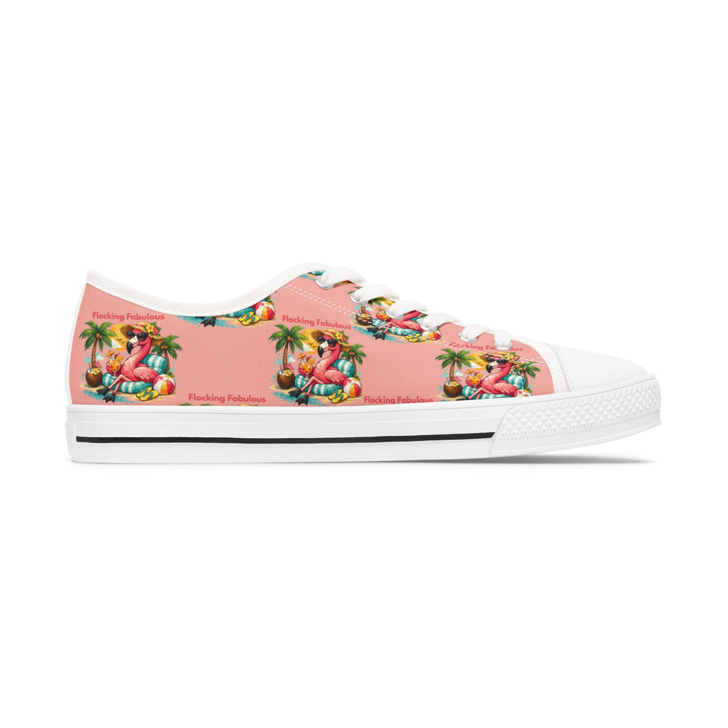 Flocking Fabulous Women's Low Top Sneakers - Pink Flamingo Tropical Beach Print