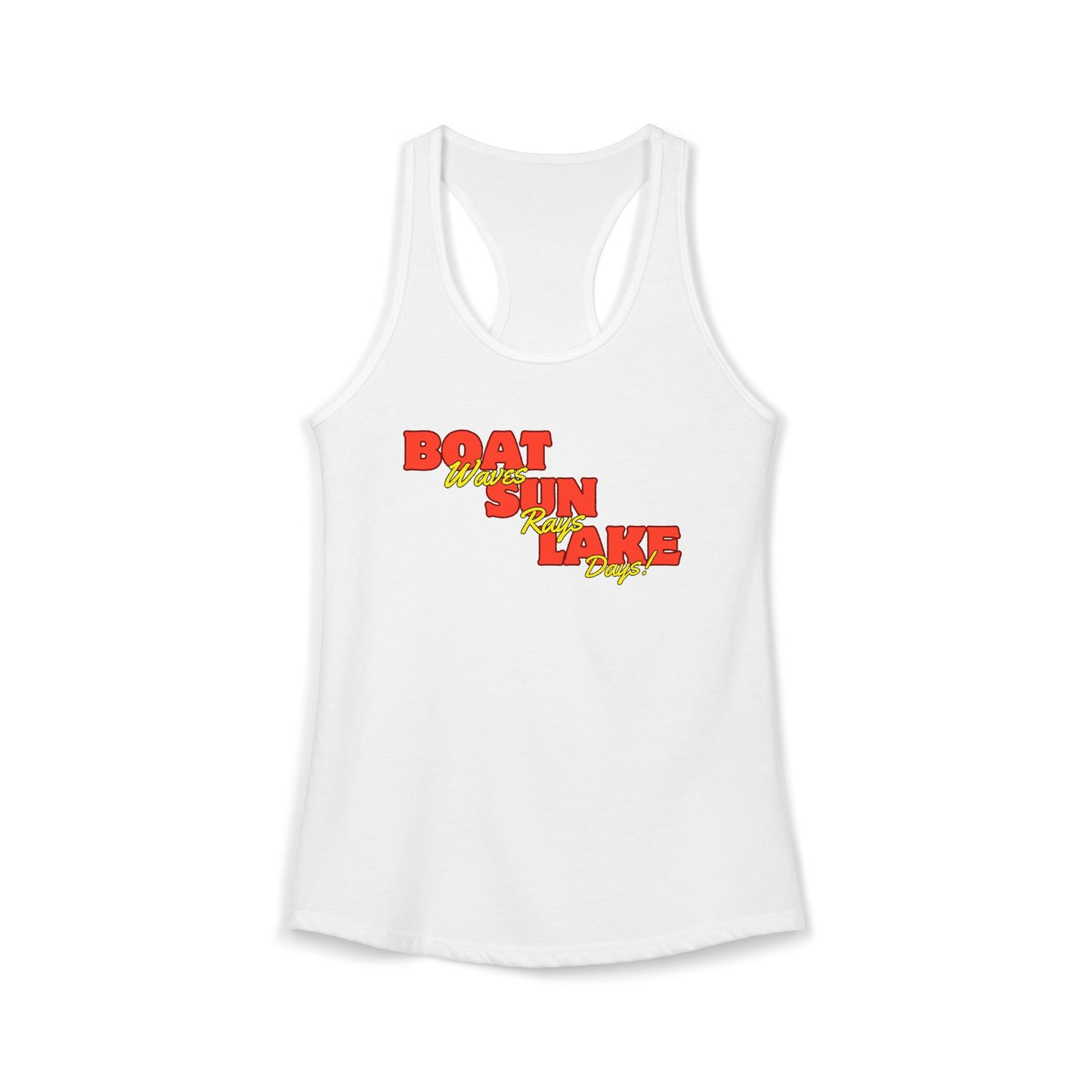 Women's Ideal Racerback Tank Boat Sun Lake Vibes