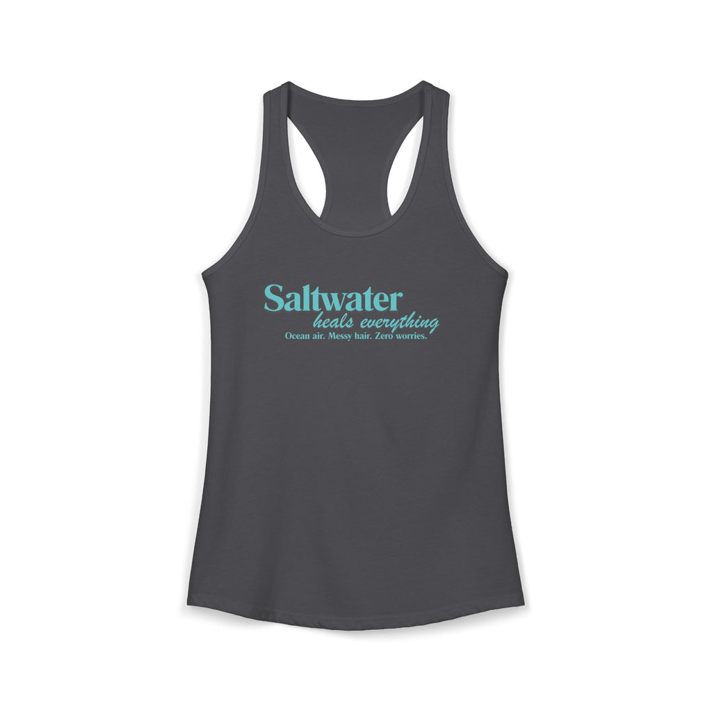 Saltwater Heals Everything Women's Racerback Tank - Beachy Coastal Graphic
