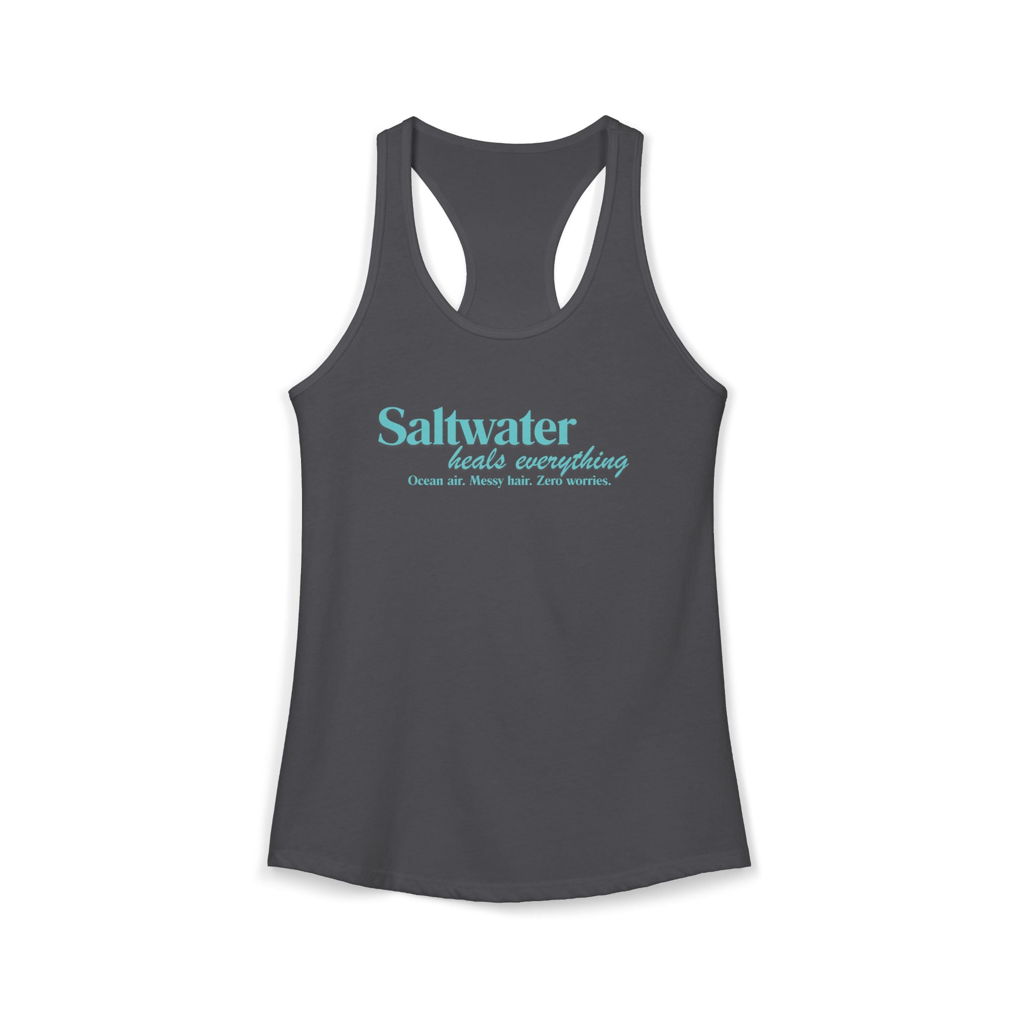 Saltwater Heals Everything Women's Racerback Tank - Beachy Coastal Graphic