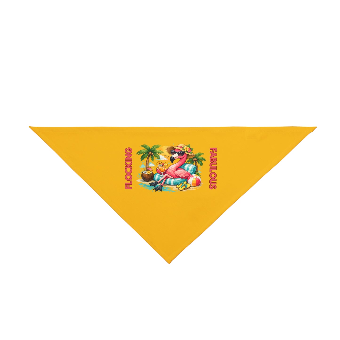 Tropical Flamingo Pet Bandana – Golden Yellow Flocking Fabulous Dog & Cat Accessory