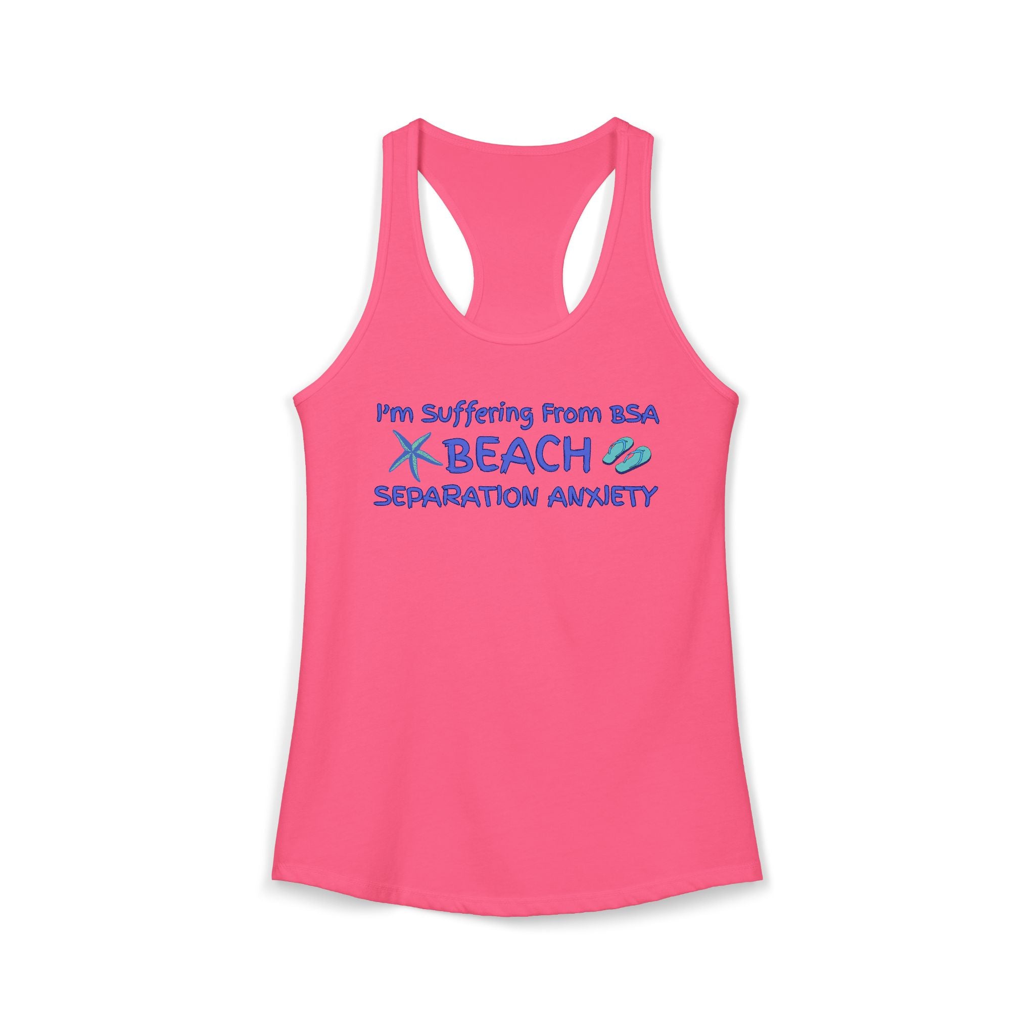 Beach Separation Anxiety BSA Women's Racerback Tank - Funny Beach Graphic